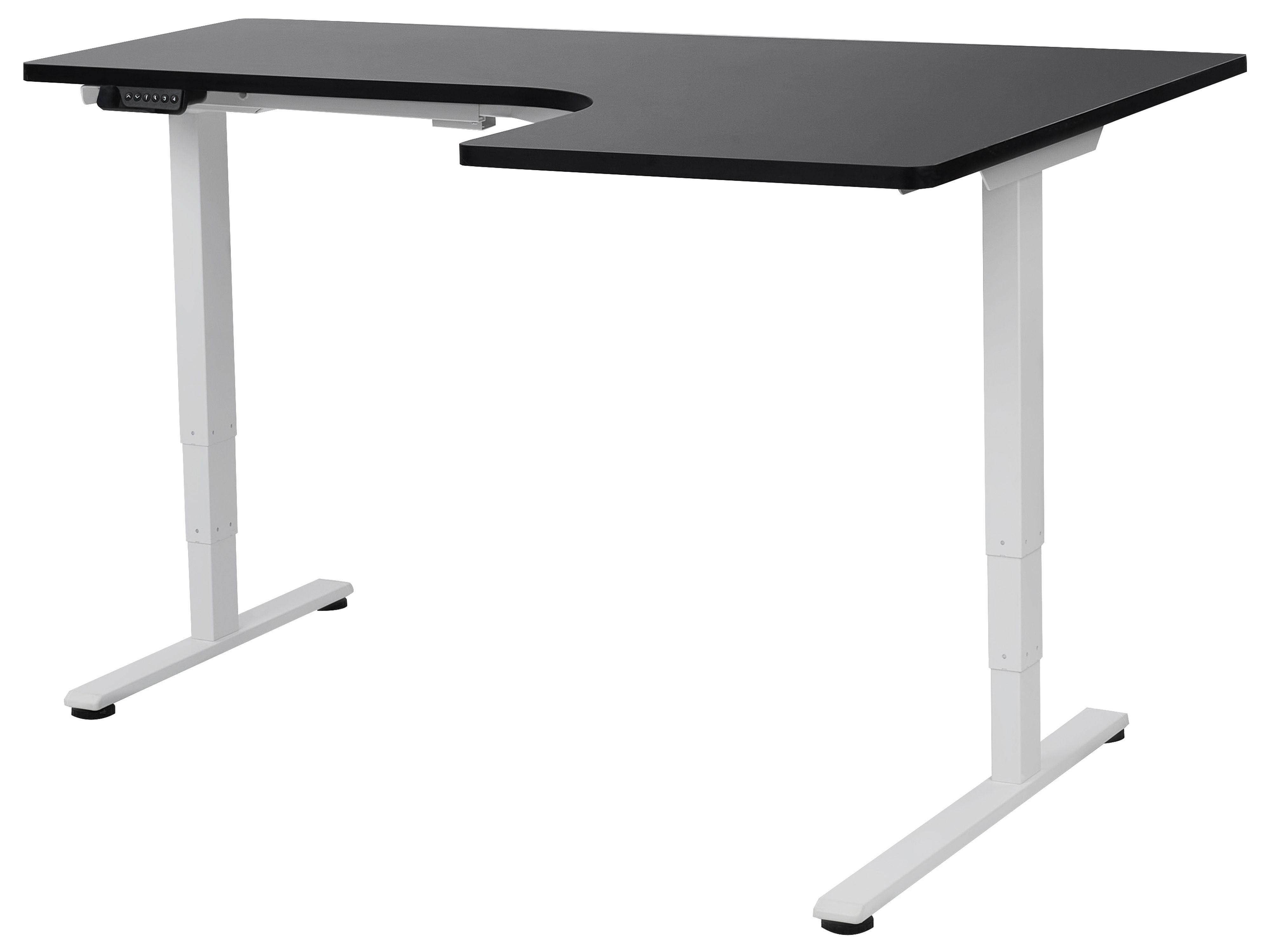 Electric Adjustable Corner Desk DESTINES Black/ White 160 cm 109 cm Right Hand