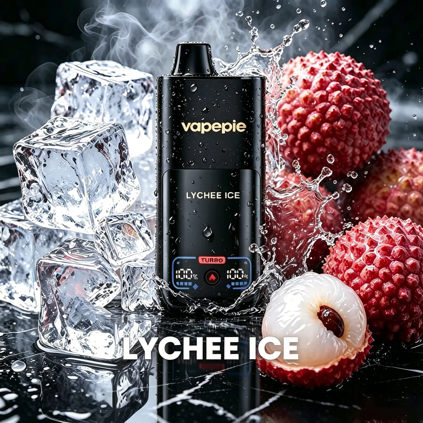 VAPEPIE MEGA 70 000 puffów – Lychee Ice; ekran z poziomem baterii i tryb TURBO