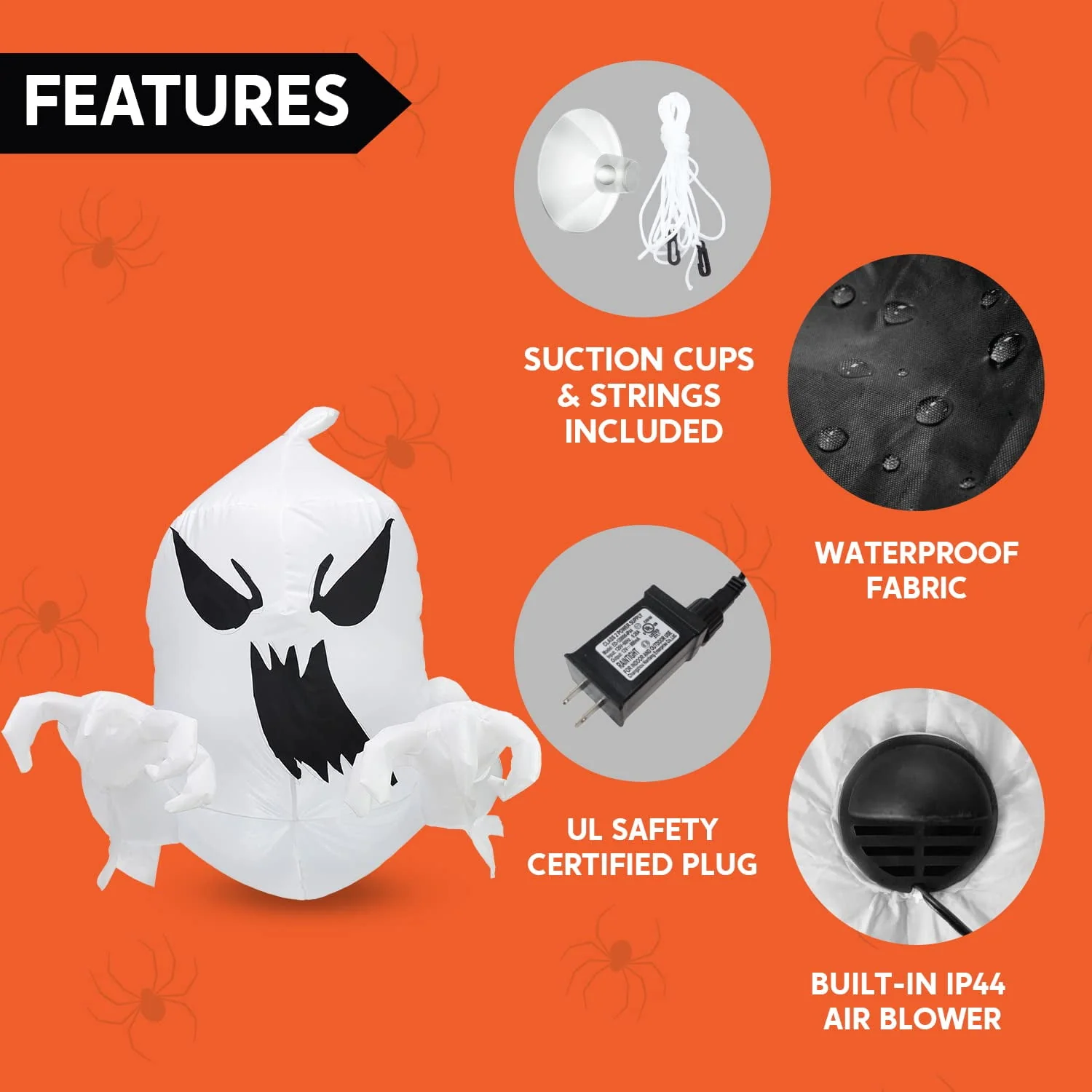 Joyfy 4.5 FT Halloween Inflatable Decorations Outdoor Scary Flying Ghost Broke Out from Window with Built-in LED Blow Up Inflatable for Window Decoration Yard Garden Lawn Decor - Image 9 Joyfy 4.5 FT Halloween Inflatable Decorations Outdoor Scary Flying Ghost Broke Out from Window with Built-in LED Blow Up Inflatable for Window Decoration Yard Garden Lawn Decor - Image 9