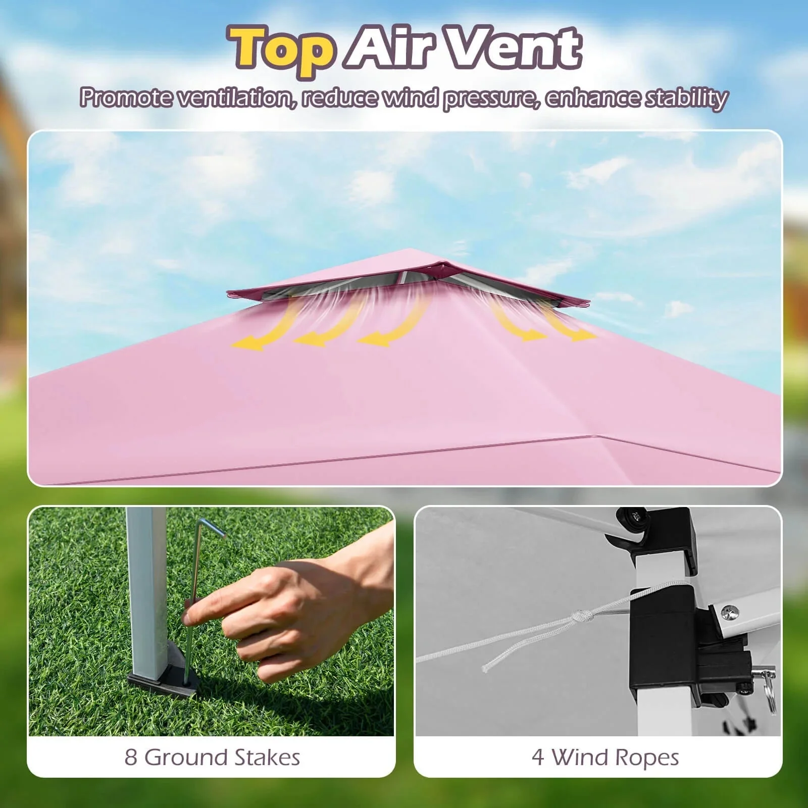 Costway Pop-Up Gazebo Outdoor Canopy Tent, 13 x 13 ft, Gray - Image 17 Costway Pop-Up Gazebo Outdoor Canopy Tent, 13 x 13 ft, Gray - Image 17