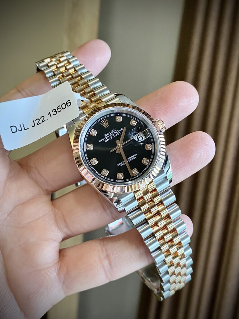 Rolex Replica Watches DateJust Black Dial Gold Wrapped GM Factory 36mm - Elite Watch Atelier