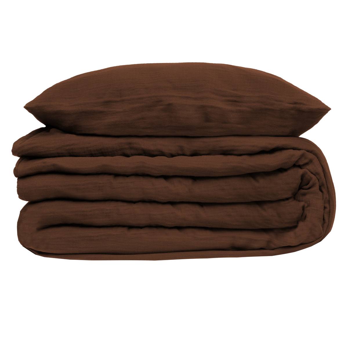 3-piece bed set "Flora" Cotton gauze, Brown, 240x220 cm