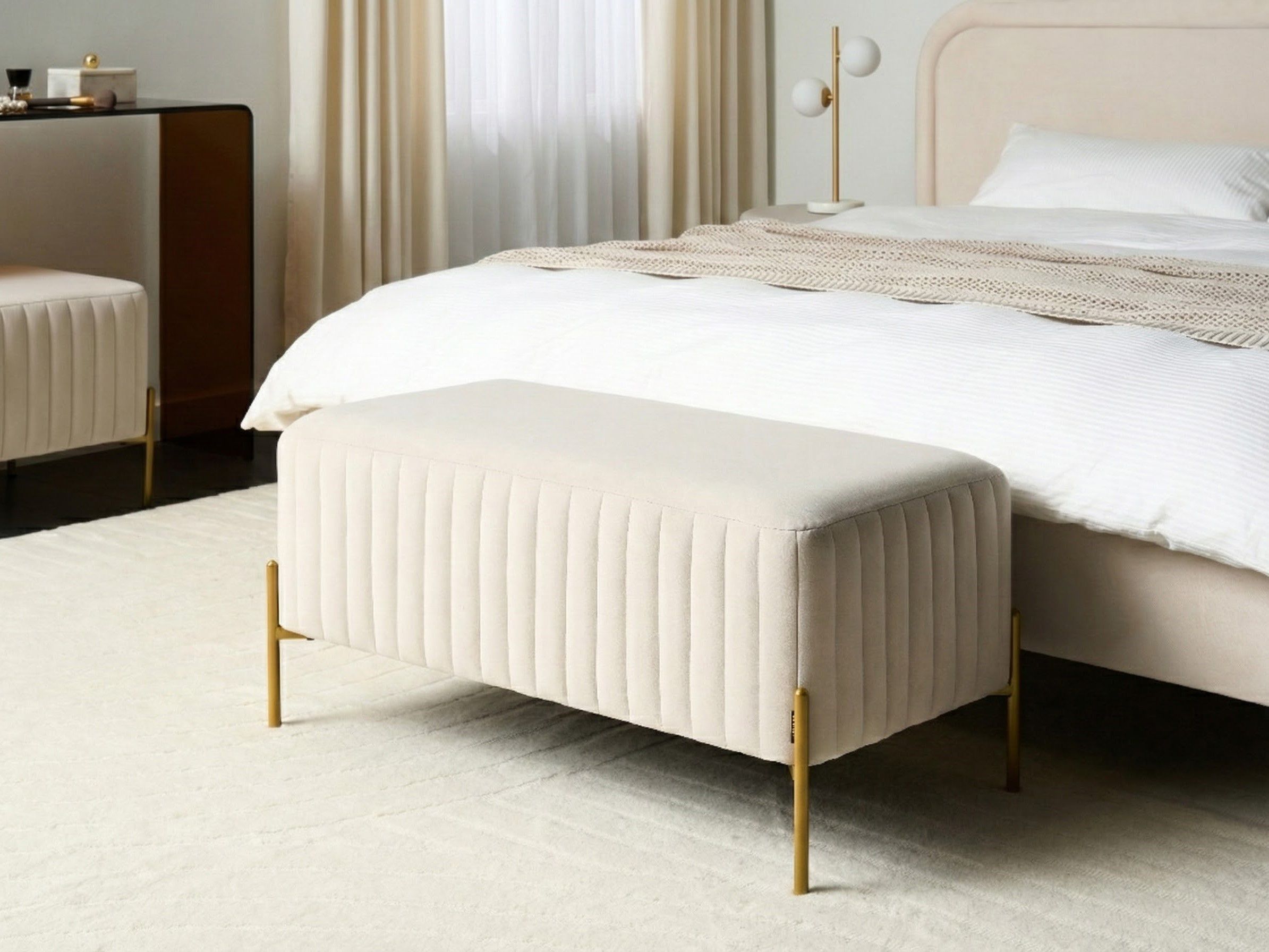 Upholstered Bench UTAH Velvet Off-White