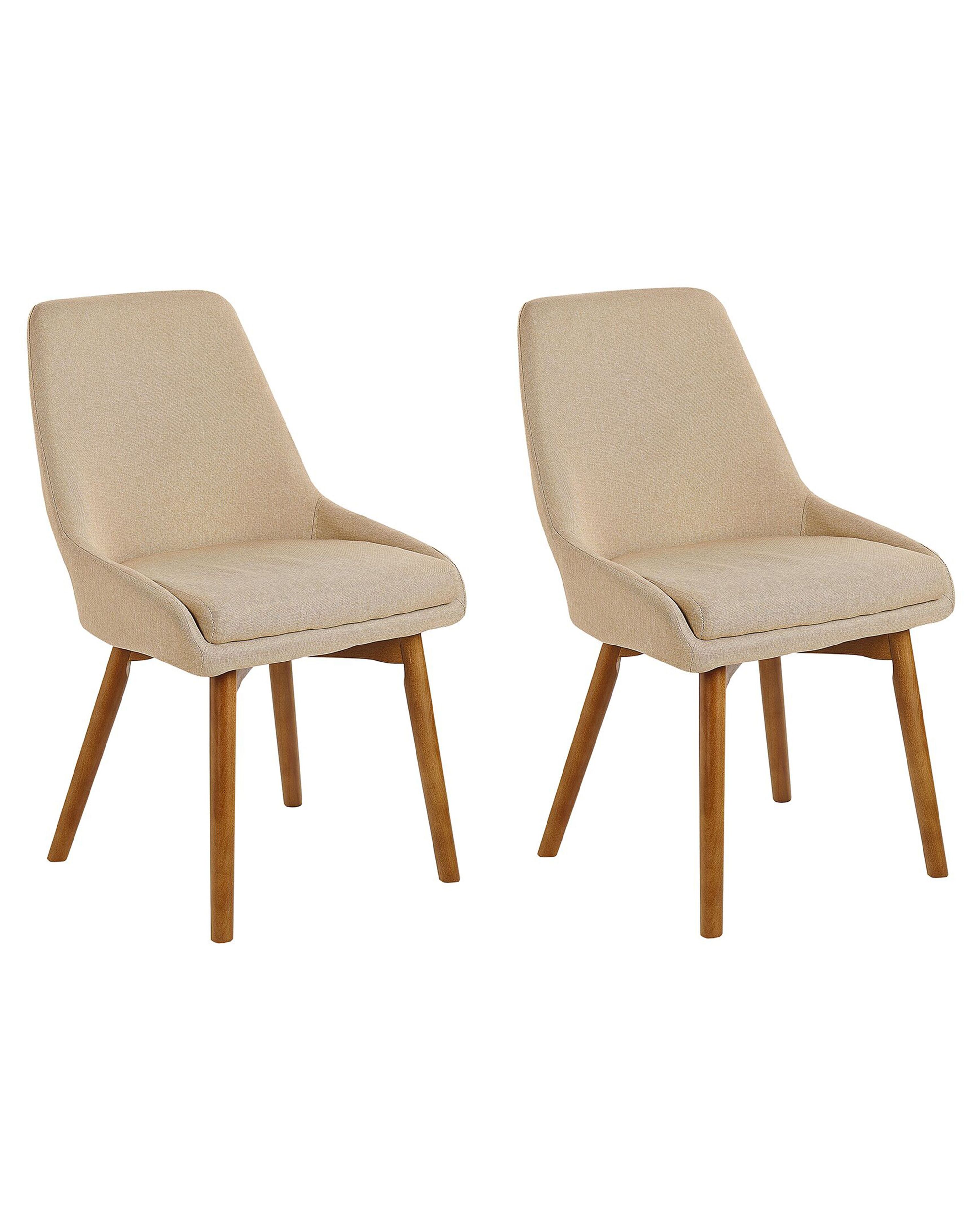 Set of 2 Dining Chairs MELFORT Fabric Sand Beige