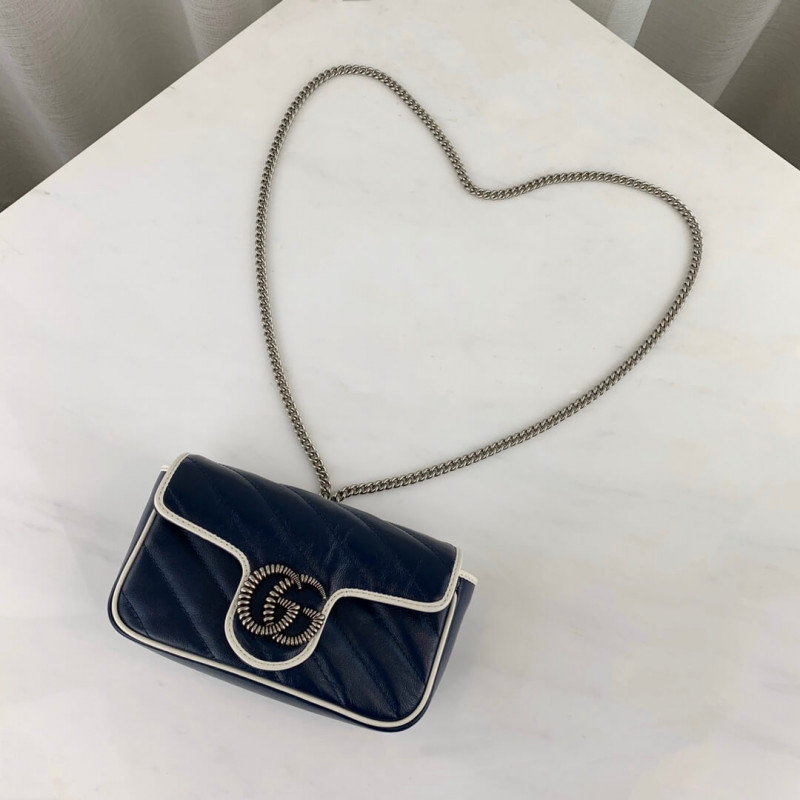 Replica Gucci Gg Marmont Super Mini Bag 574969 Blue1:1High-quality replica