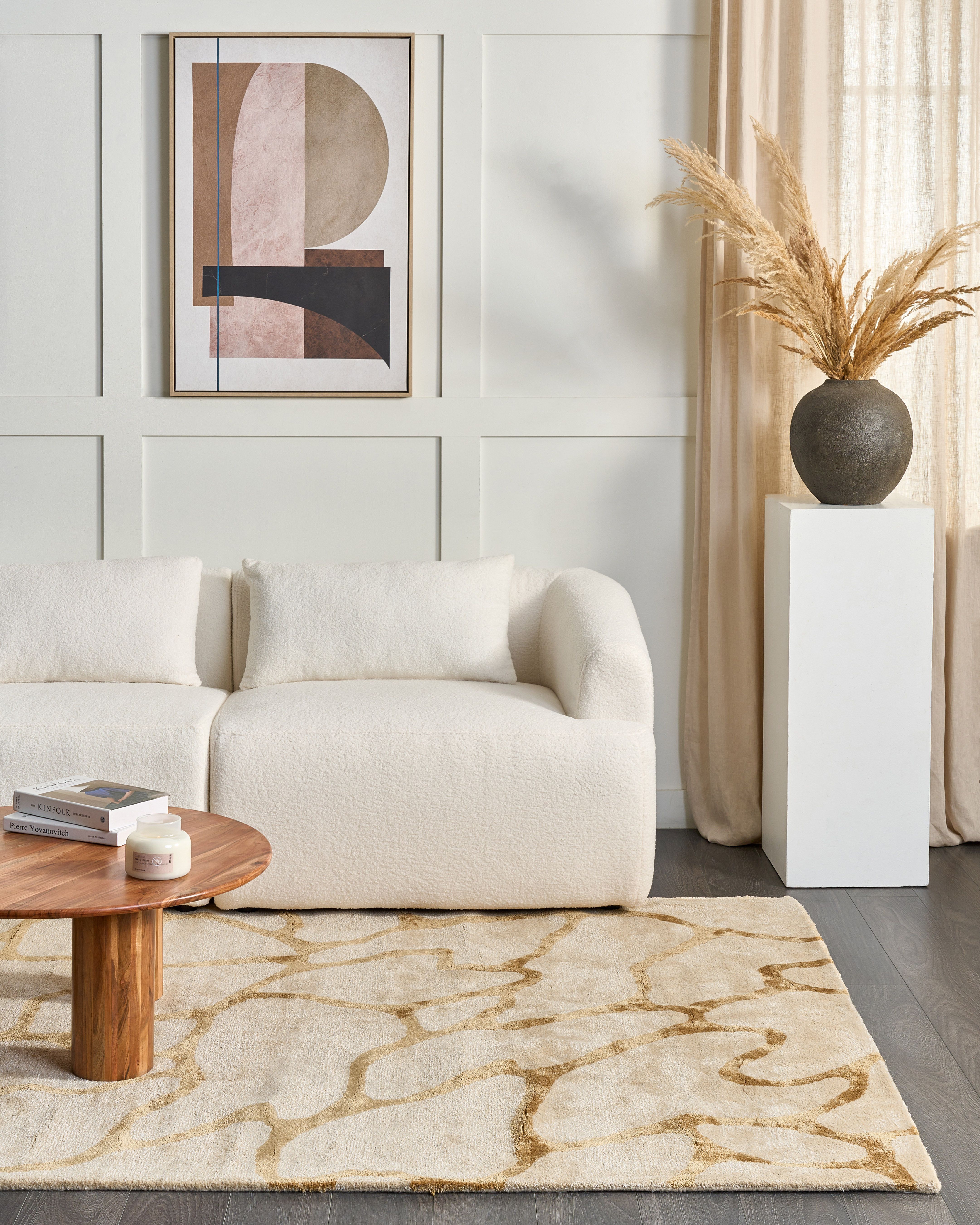 Rug MAKOLA Beige 160 x 230 cm Viscose