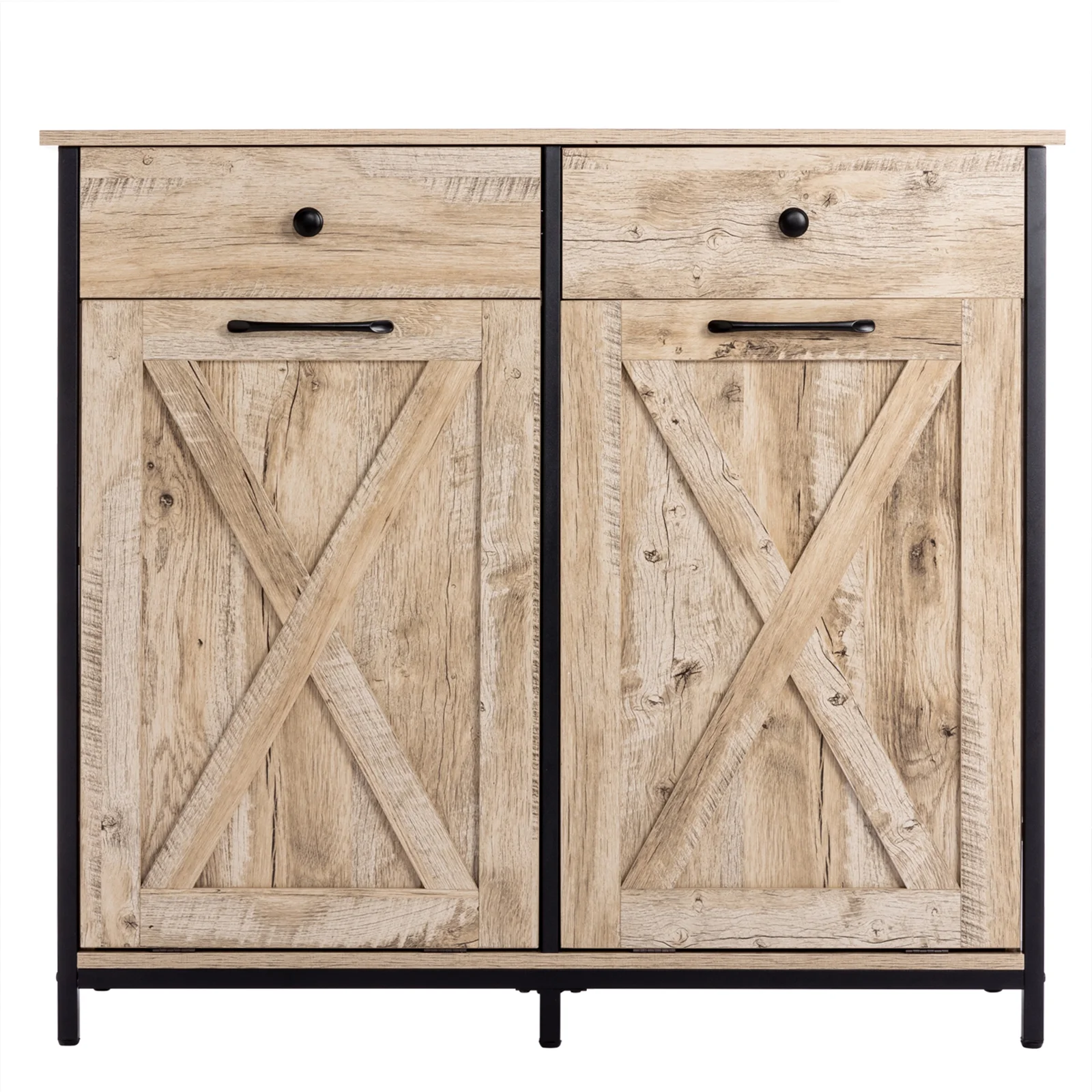 Eclife 20 Gallons Double Tilt Out Trash Cabinet Wood Tabletop, Upgrade Gray, WB010GY - Image 48