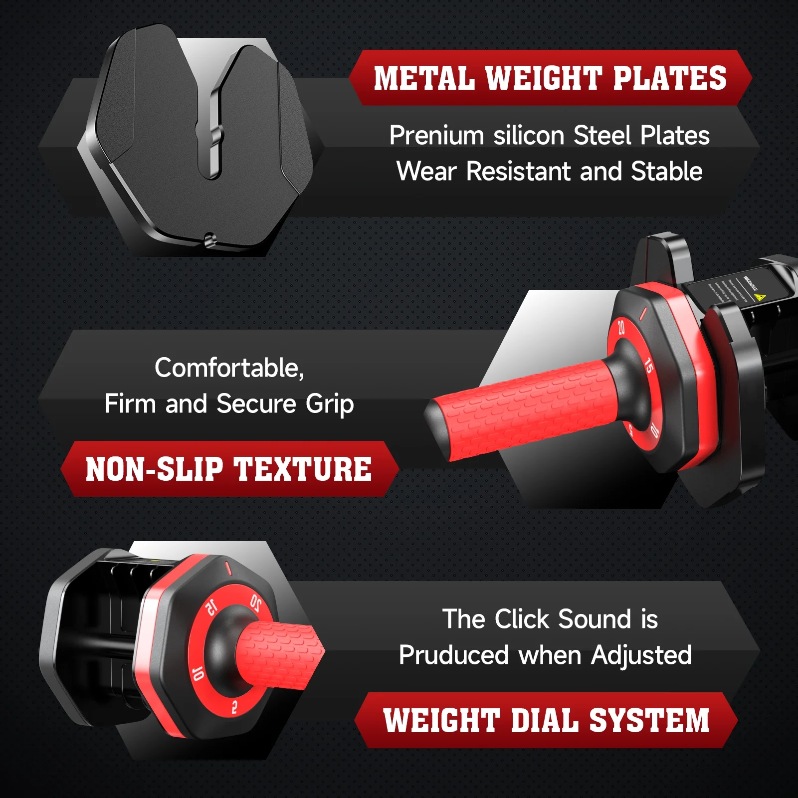 (1 Pair) LNOW 50lbs Quick Select Adjustable Dumbbells for Home Gym 5 in 1 Free Weights 5/10/15/20/25lb/50lb Dumbbell with Anti-Slip Handle, Suitable for Home Gym Exercise Equipment - Image 8