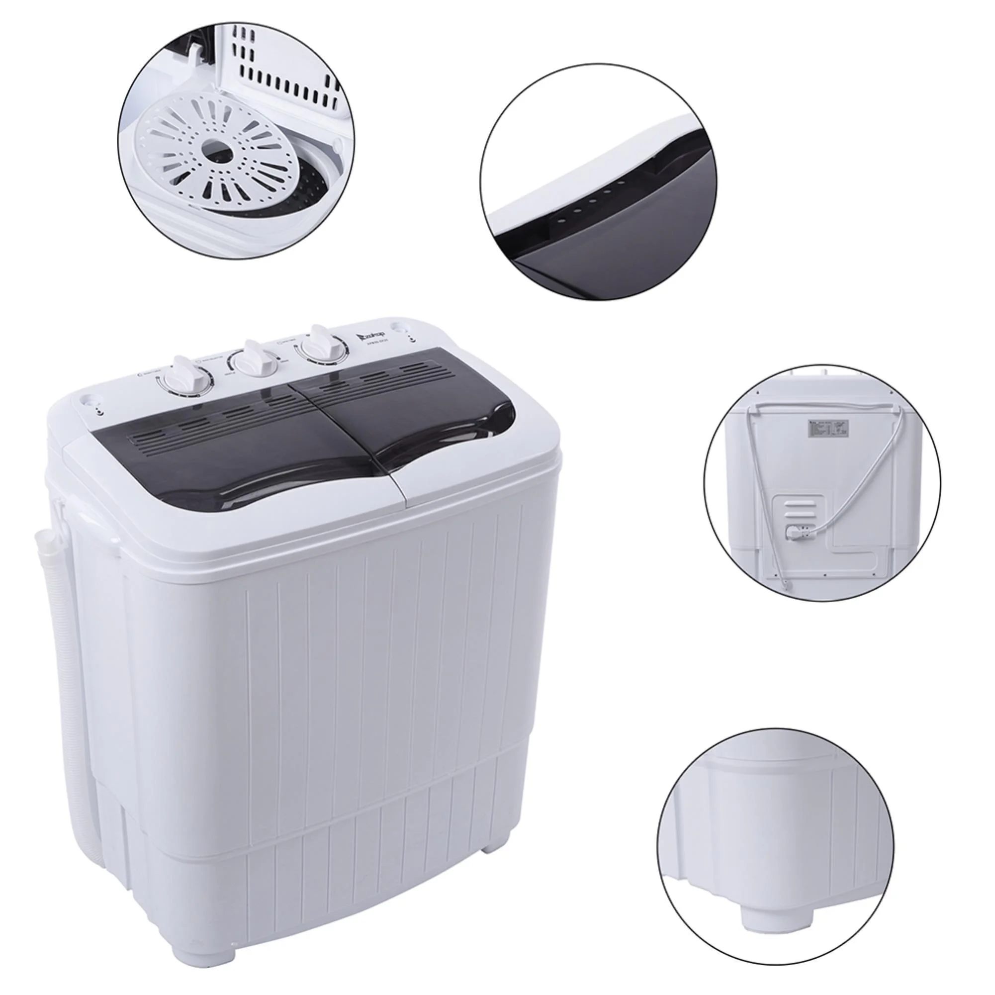 ZOKOP XPB35-188S 14.3lbs Semi-Automatic Washing Machine - Efficient, Compact Design for Apartments and Small Spaces - Gray Cover