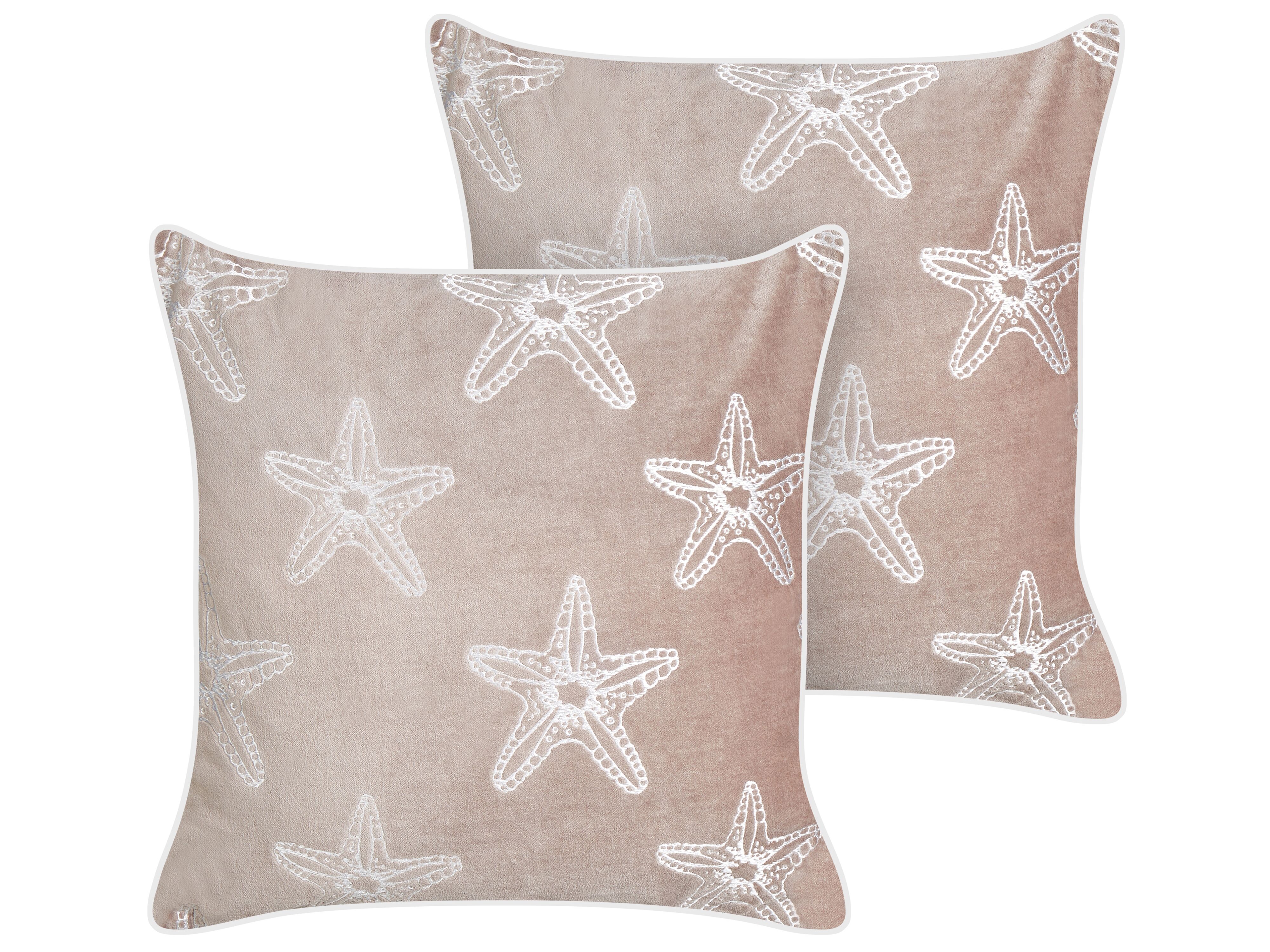 Set of 2 Decorative Cushions CERAMIUM Velvet 45 x 45 cm Pastel Pink Floral Pattern