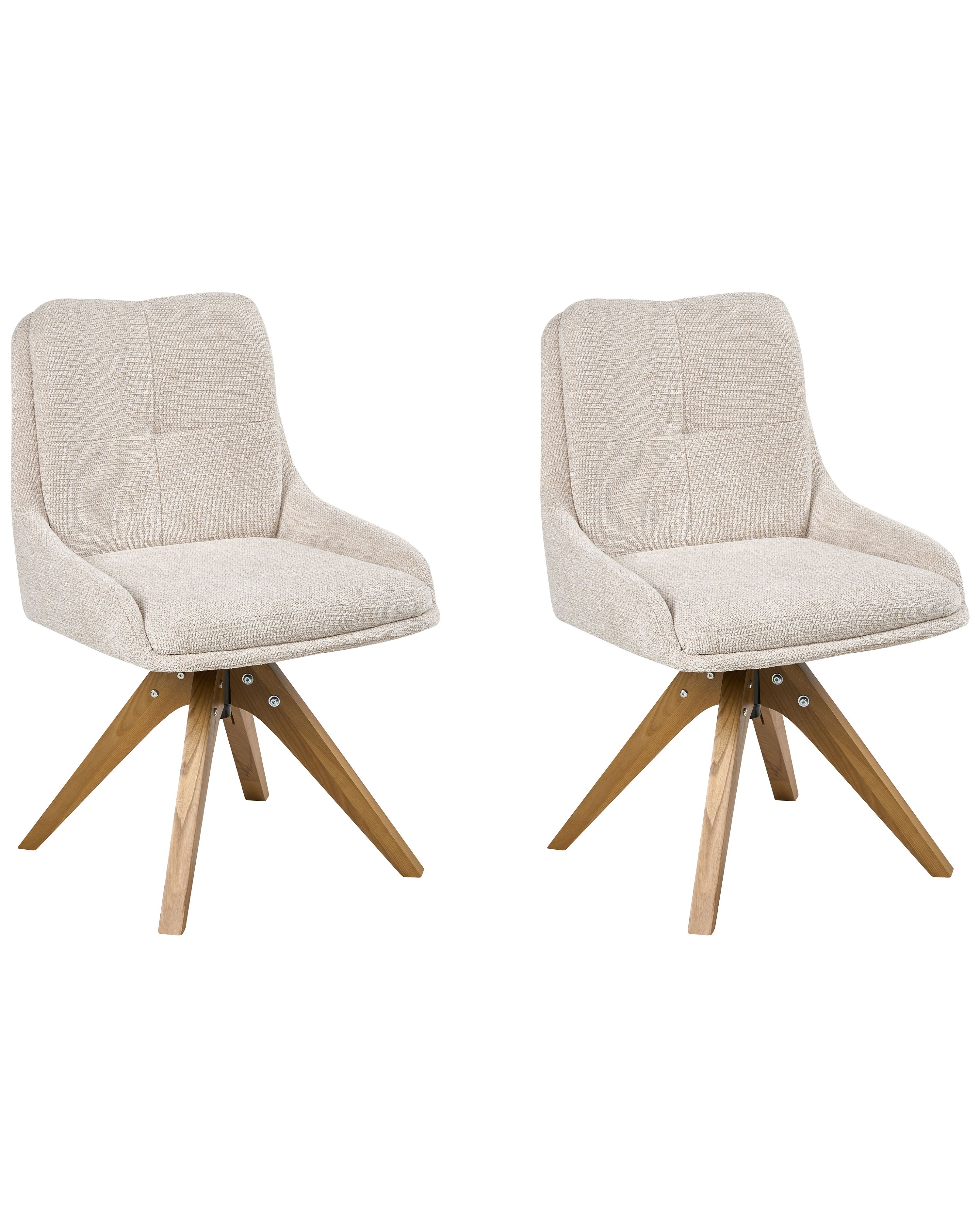 Set of 2 Dining Chairs Swivel DORRIS Fabric Light Beige