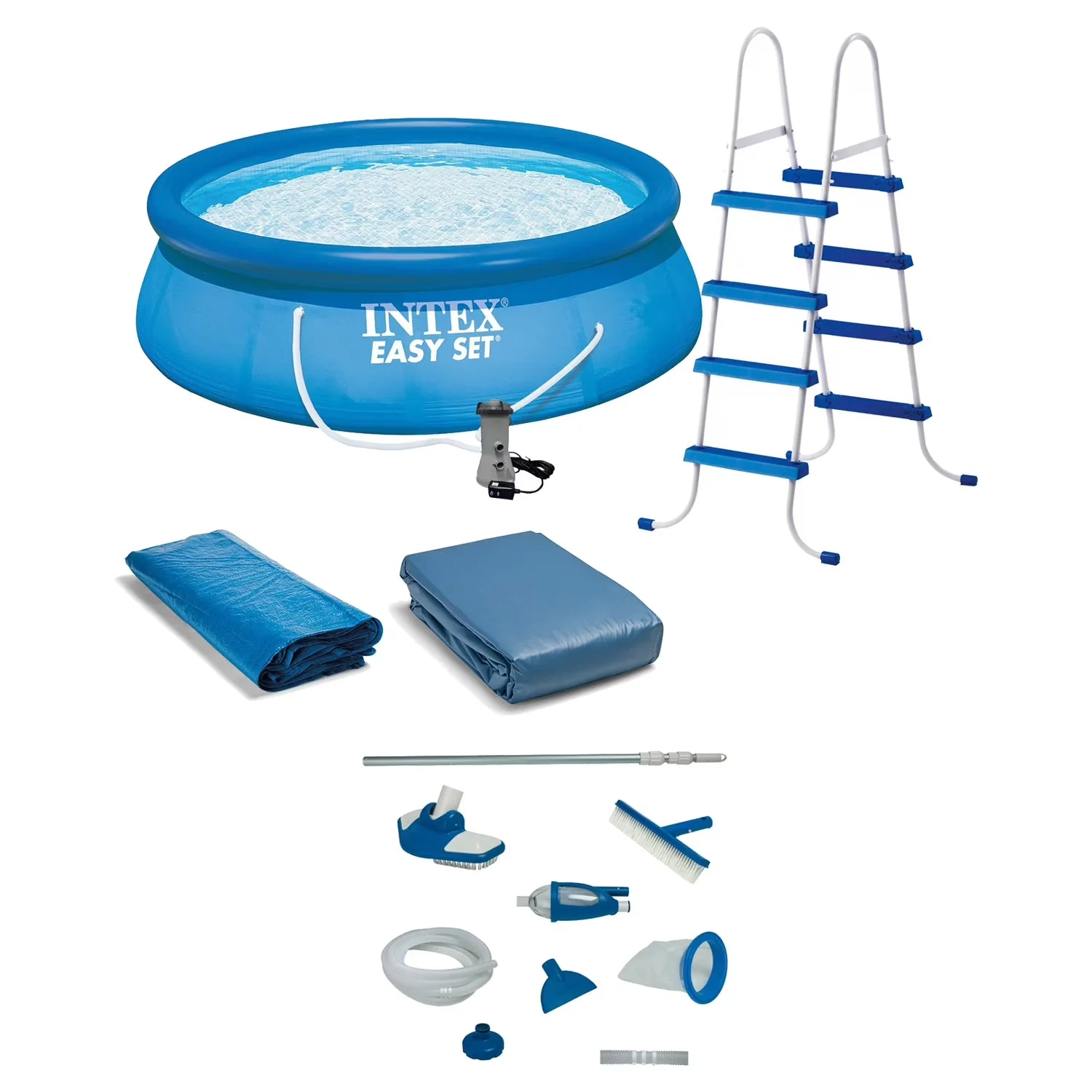 INTEX Easy Set Inflatable Round Pool, 15 ft x 48 in - Filter Pump And Accessories - Image 2 INTEX Easy Set Inflatable Round Pool, 15 ft x 48 in - Filter Pump And Accessories - Image 2