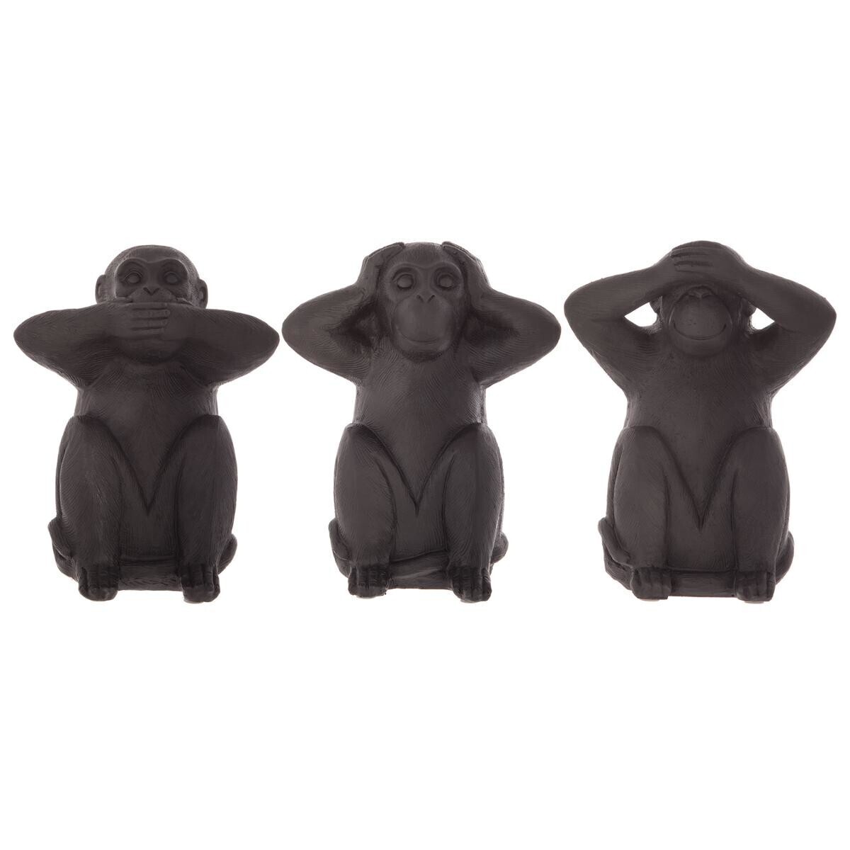 Set of 3 statues "Wisdom monkeys" Black, H.23 cm