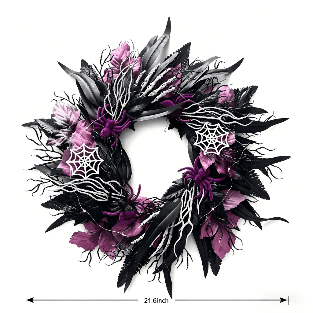 Myecovie Halloween Wreaths for Front Door Halloween Indoor Decoration 21.6" Halloween Black Wreaths for Windows Wall Decor - Image 5 Myecovie Halloween Wreaths for Front Door Halloween Indoor Decoration 21.6" Halloween Black Wreaths for Windows Wall Decor - Image 5