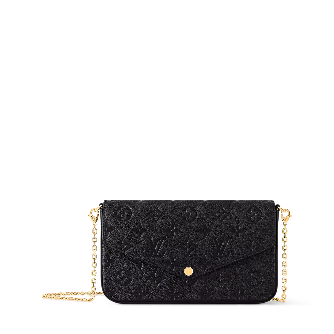 Louis Vuitton Pochette Félicie Monogram Empreinte Leather - Black | Versatile Crossbody & Clutch (M82477) - COZYMIZE