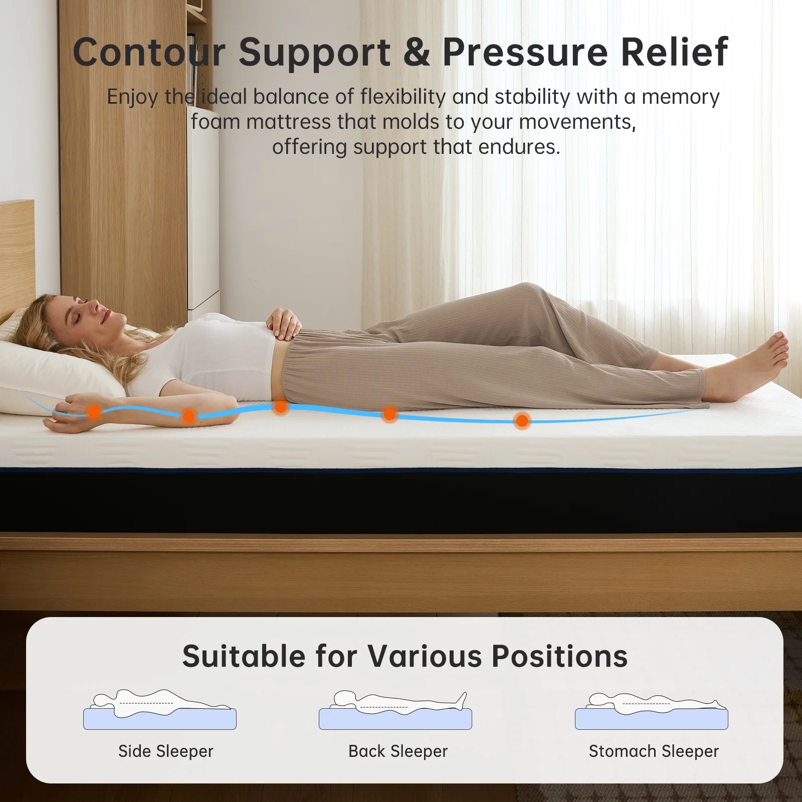 BabyQueen Twin Size Mattress 6" Medium Firm Gel Memory Foam Twin Mattress for Pressure Relief, Bed in a Box, Breathable Cooling Layers, Certified Safe Materials - Image 4