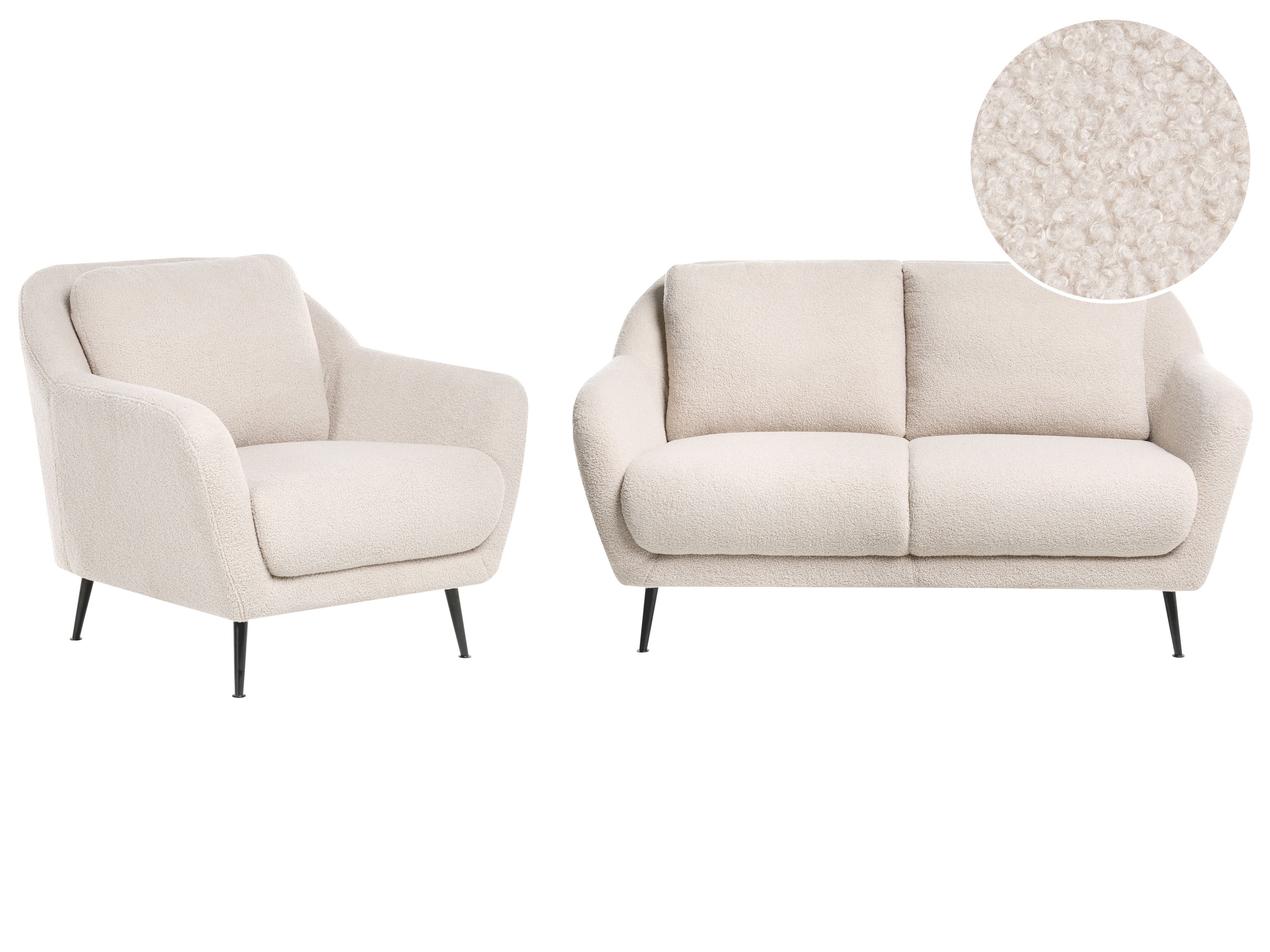 Living Room Set 3 Seater EIBY Boucle Beige