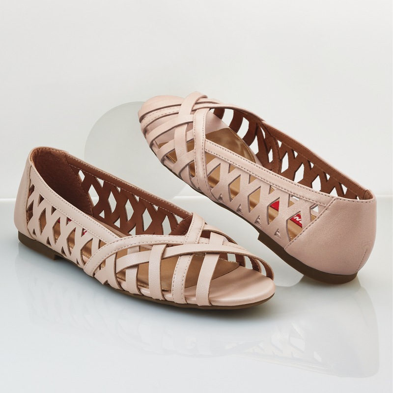 Sonjia Woven Peep-Toe Flat with Cut-Outs and Memory Foam - MIDNIGHT VELVET CATALOG