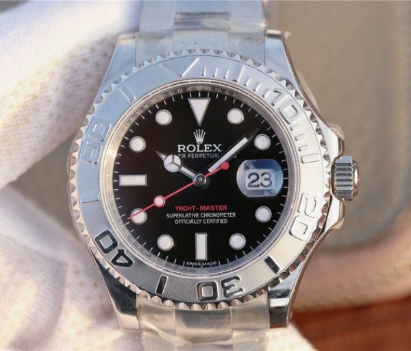 Replica Rolex Yacht-Master 116622 JF Black Dial SS Bracelet A2824 - Elite Watch Atelier