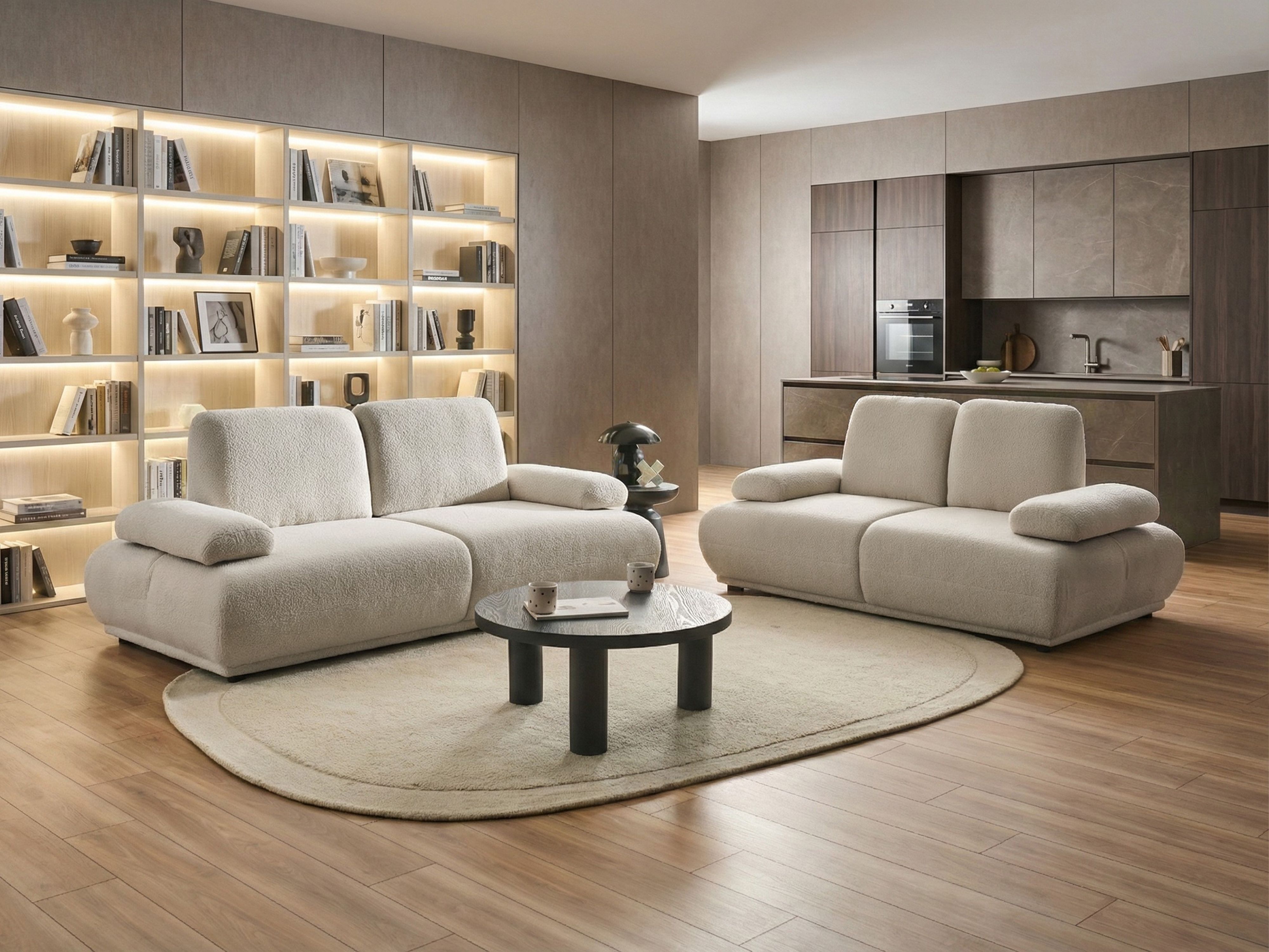 Living Room Set 5 Seater NACKA Boucle Off-White