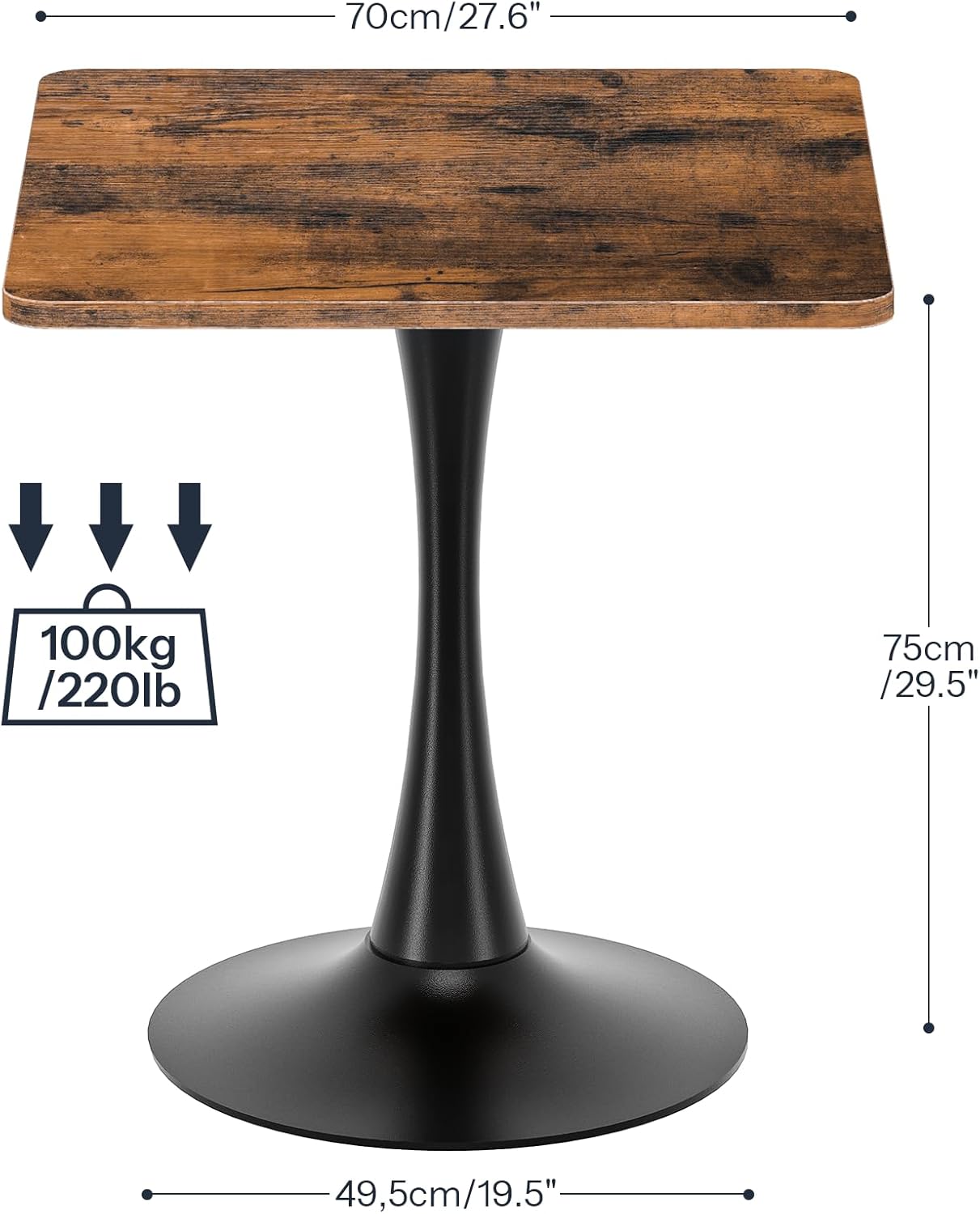 HOOBRO Dining Table, Square Dining Table for 2, 27.6