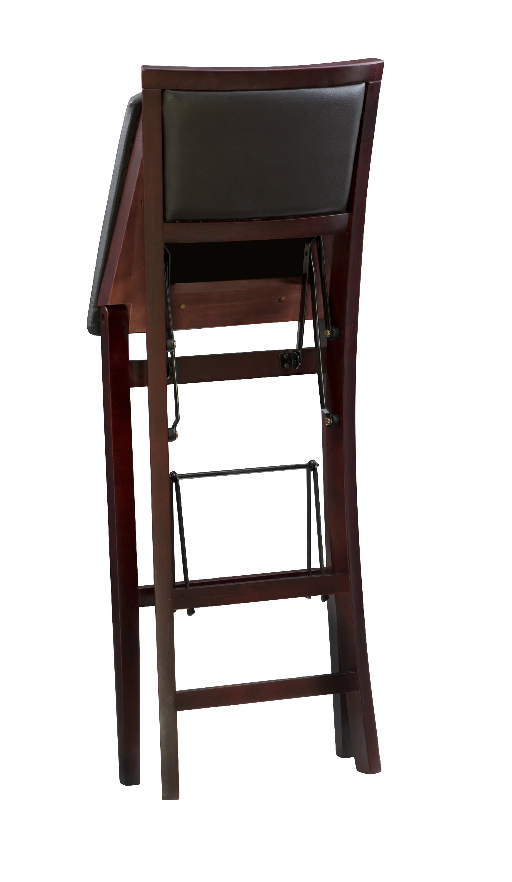 Linon Kristle Folding Padded Bar Stool, 30" Seat Height, Espresso Finish with Dark Brown PVC Fabric - Image 9