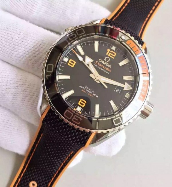 Replica Omega OMF Planet Ocean 42mm Black/Orange Bezel Black Dial Nylon Strap A8900 - Top club