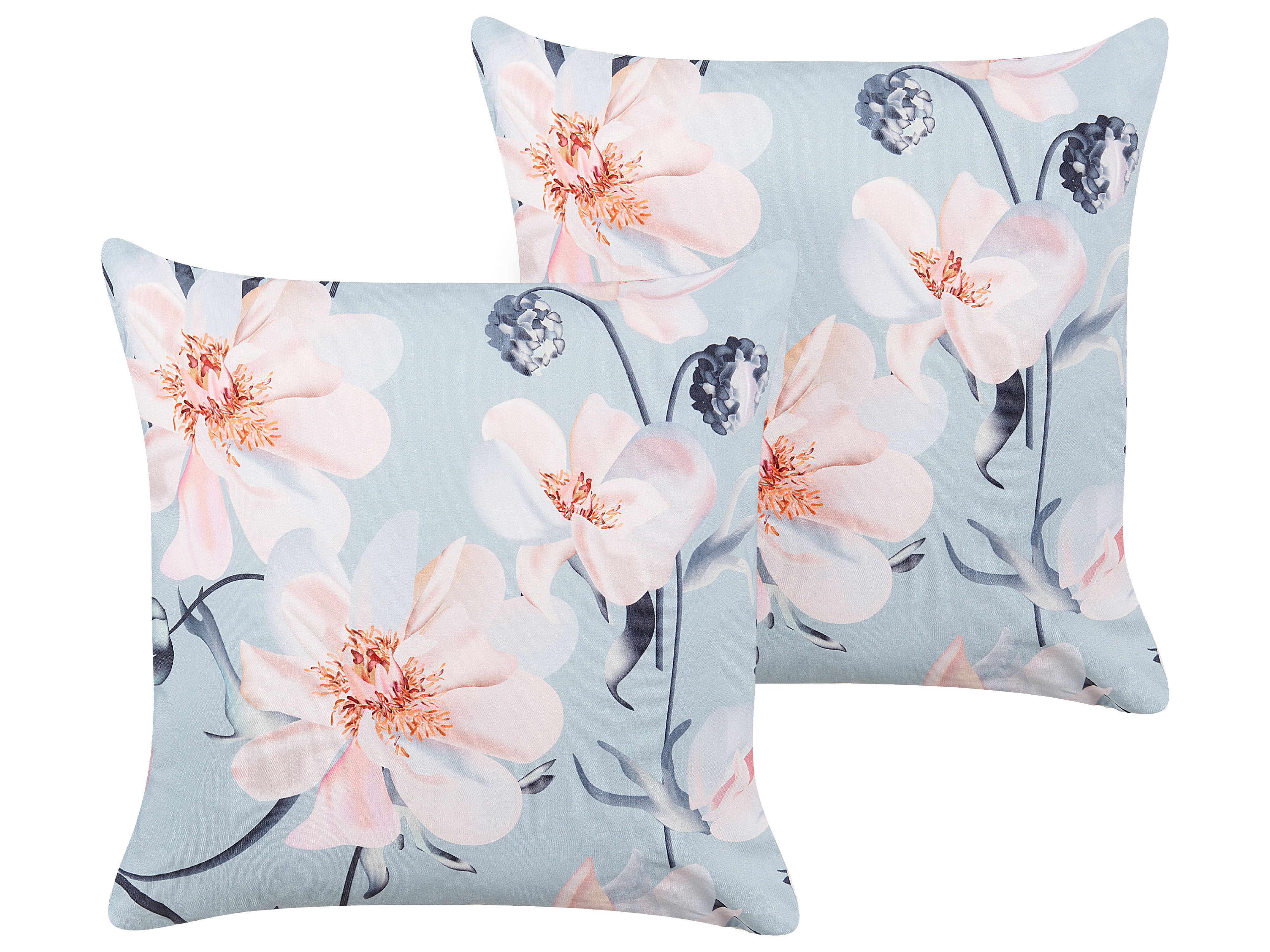 Set of 2 Outdoor Cushions APRICALE Floral Pattern 45 x 45 cm Blue