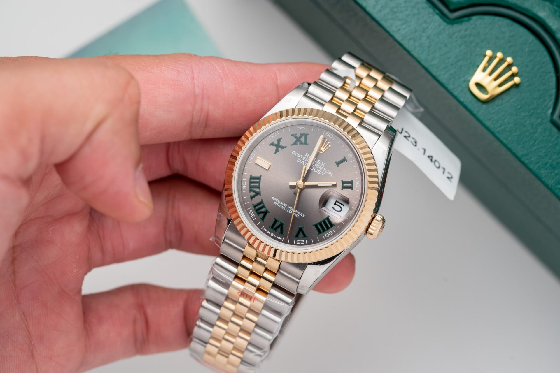 Rolex Replica Watch DateJust Dial Wimbledon Gold Wrapped GM Factory 36mm - Top club