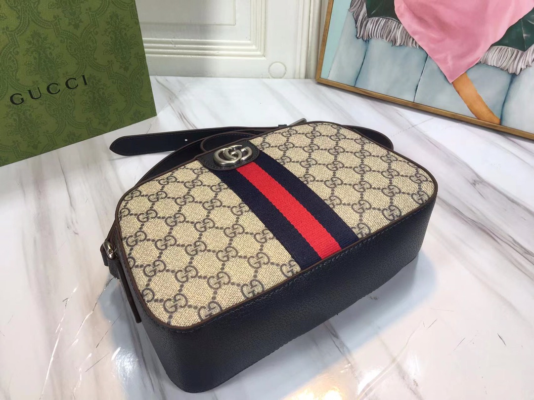 Replica Gucci Ophidia Double G Shoulder Bag- Black/White1:1High-quality replica
