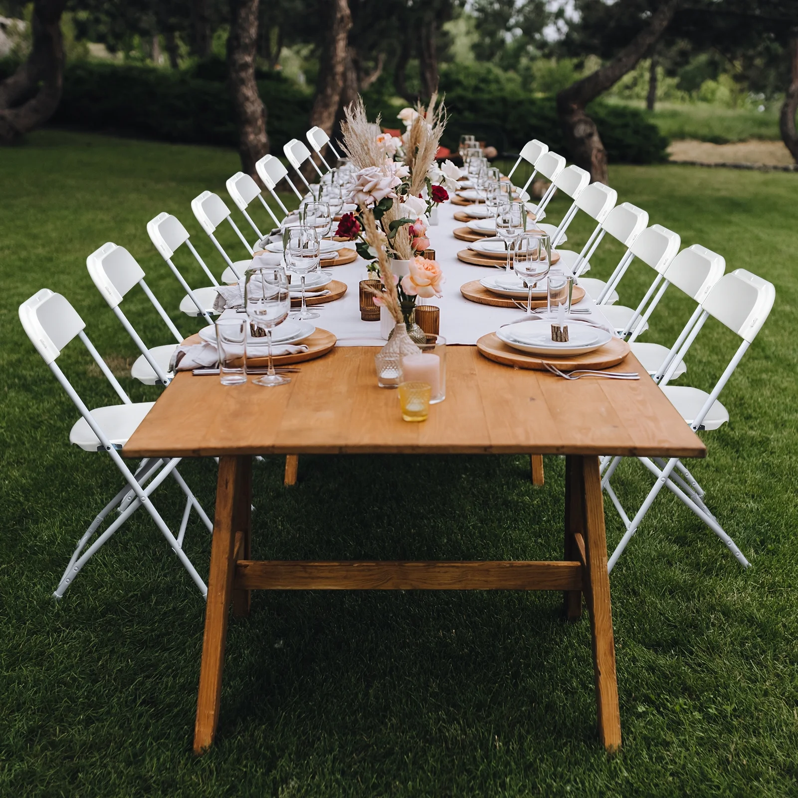 Ktaxon 10 Pack Commercial Plastic Folding Chairs Stackable Wedding Party Chairs Portable Chairs for Outdoor White - Image 4
