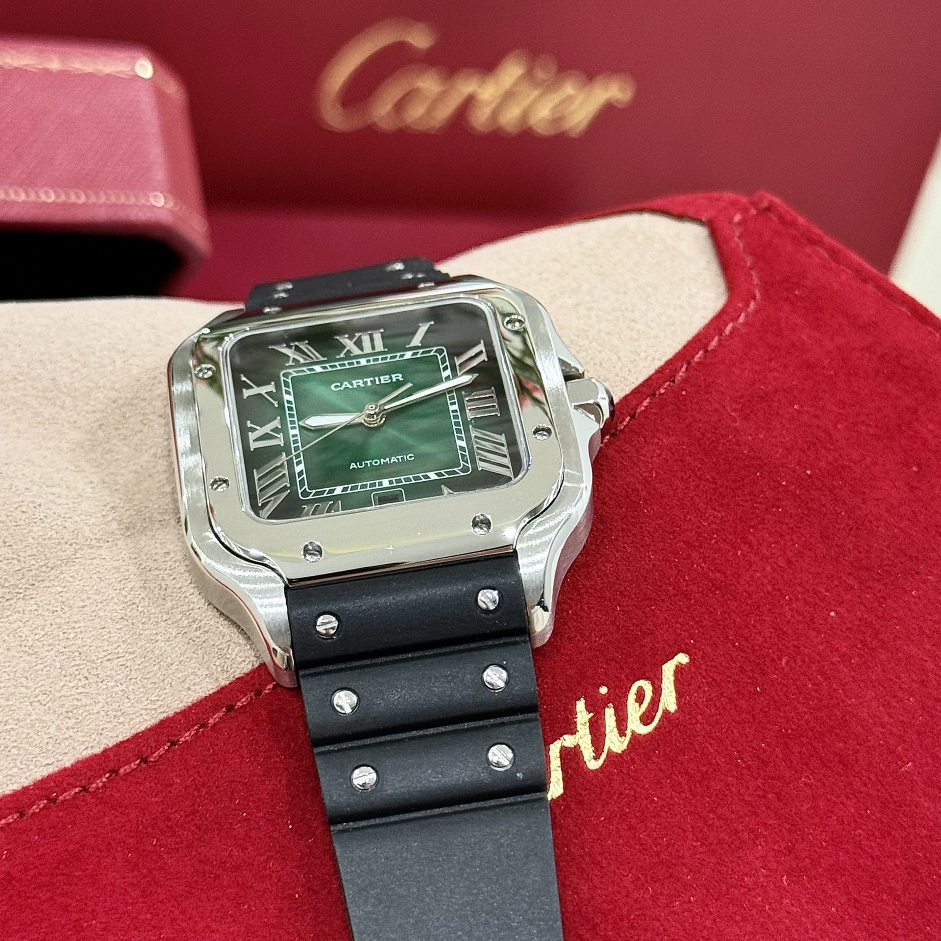 Cartier Replica Watches Santos WSSA0061 Green Dial Rubber Strap BV Factory 39.8mm - Top club