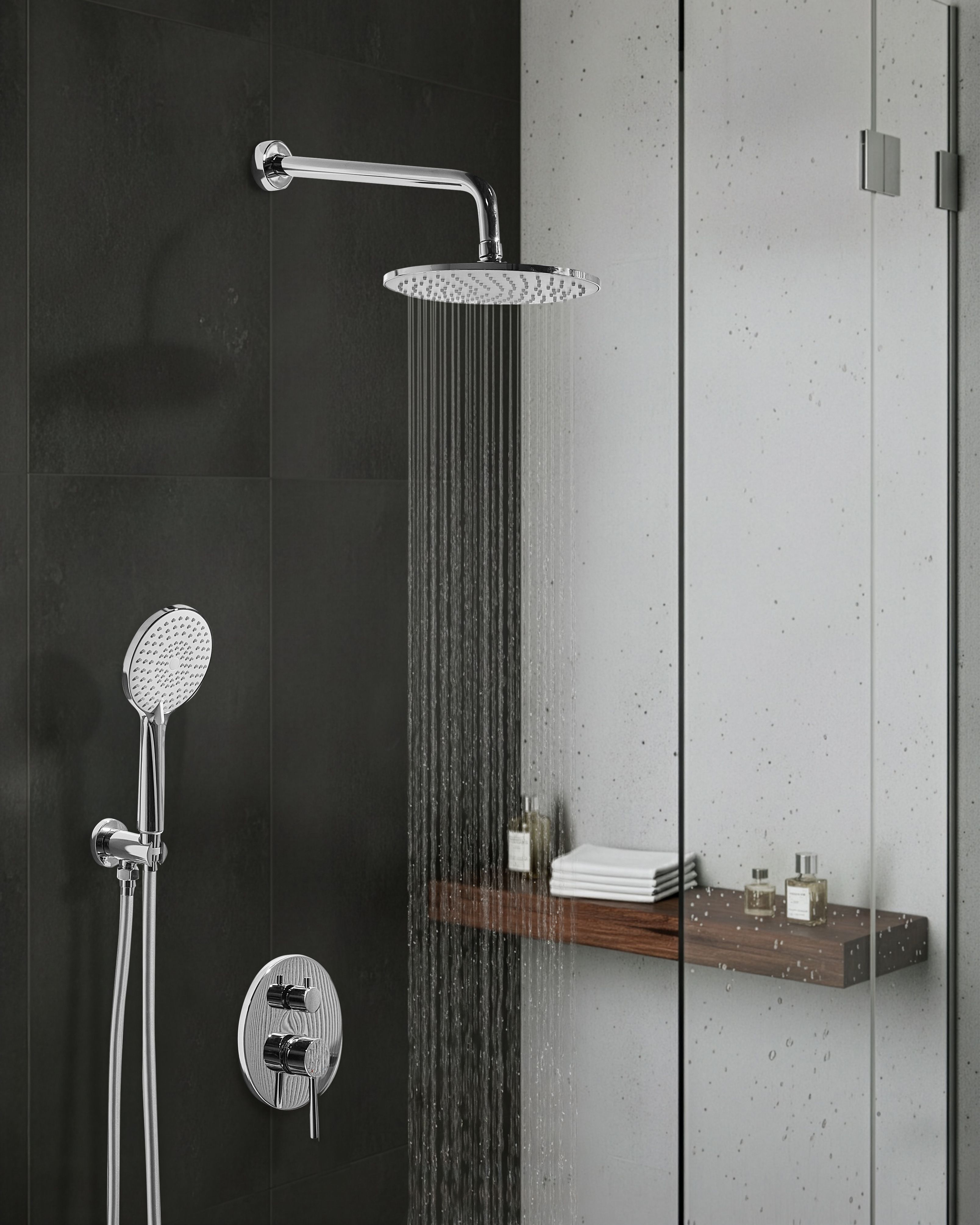 Concealed Shower Set with Rainshower PUELO Silver