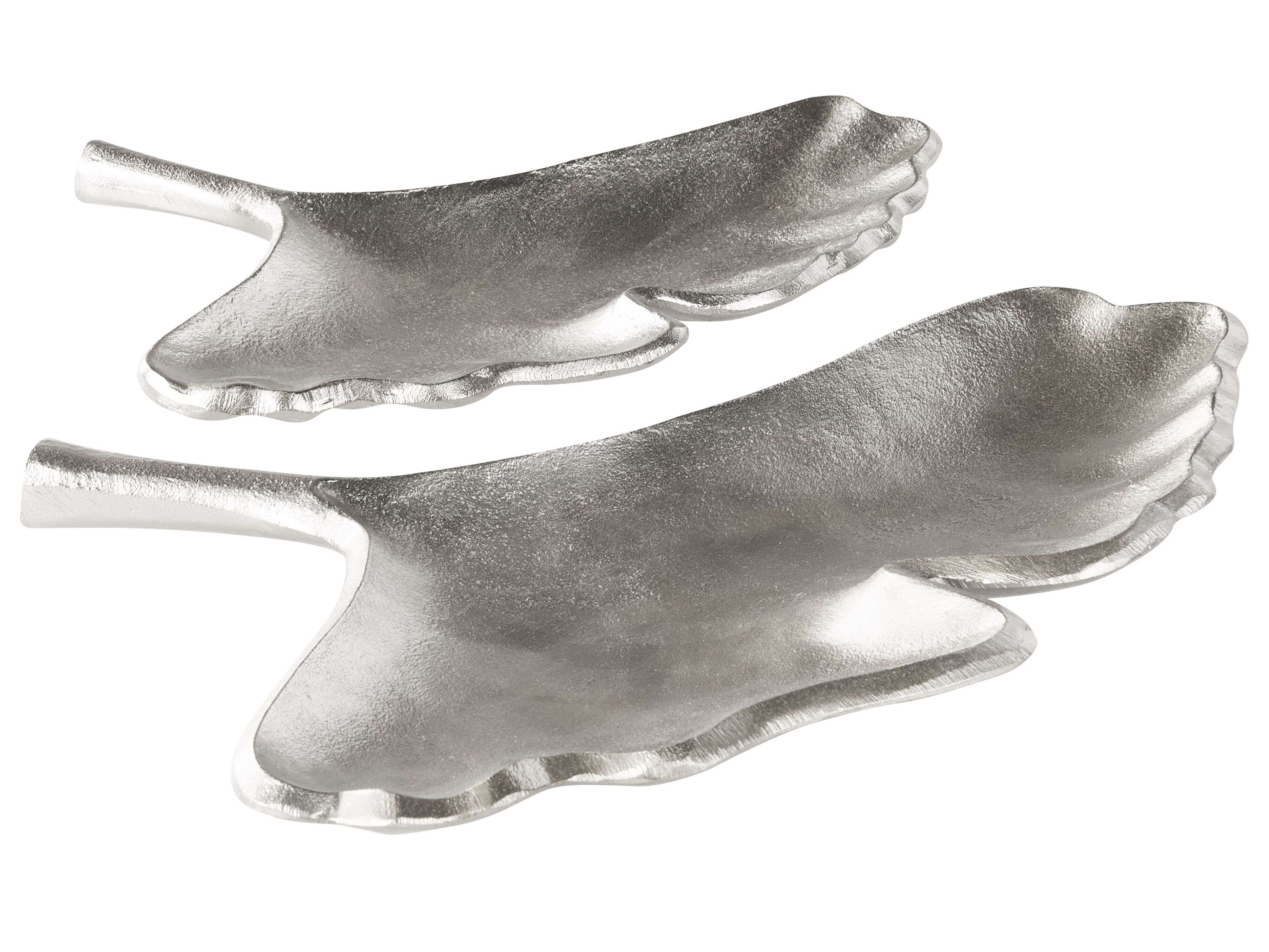 Set of 2 Trinket Dishes Leaf PALENQUE Metal Silver