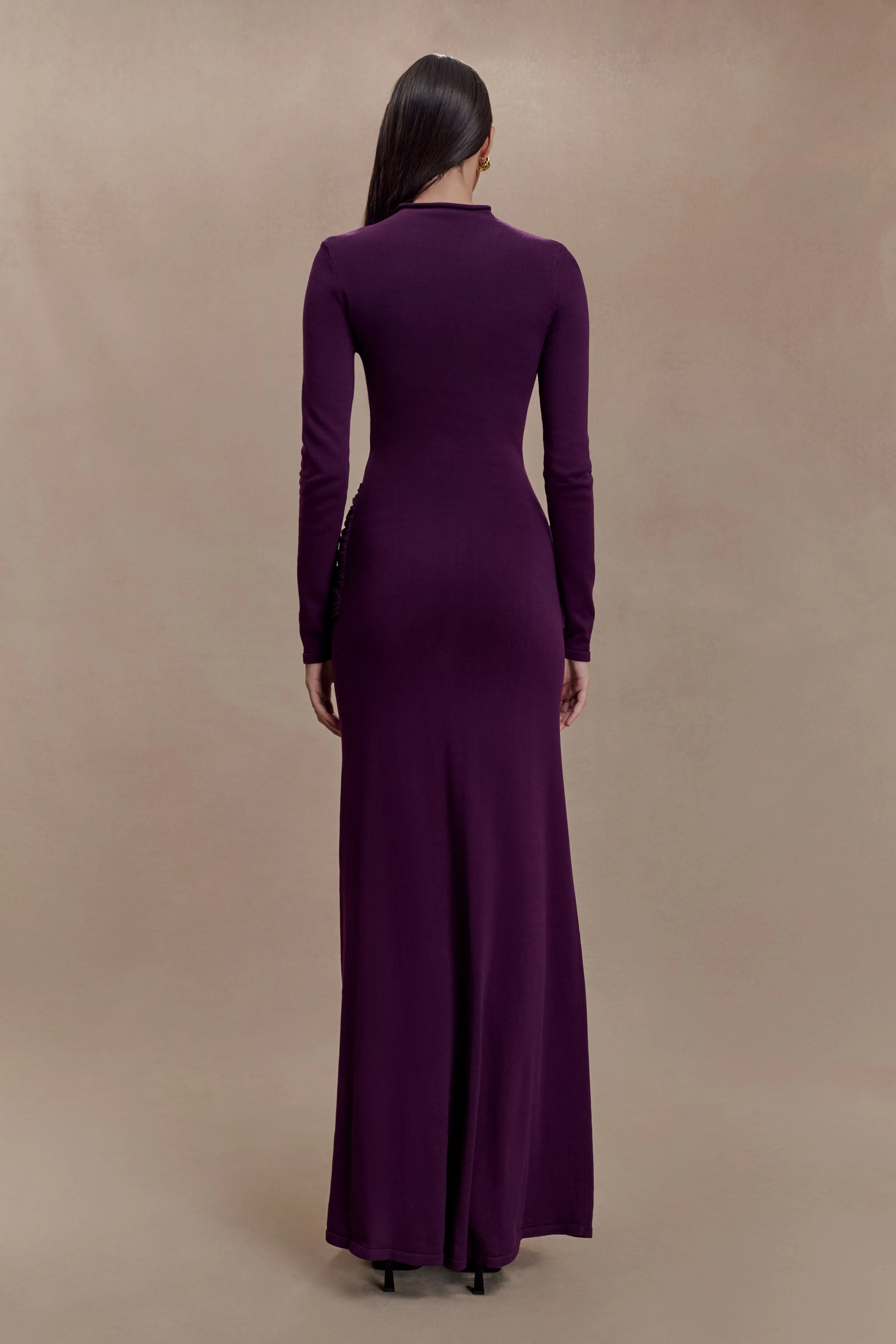 Grayson Knit Chiffon Maxi Dress - Plum