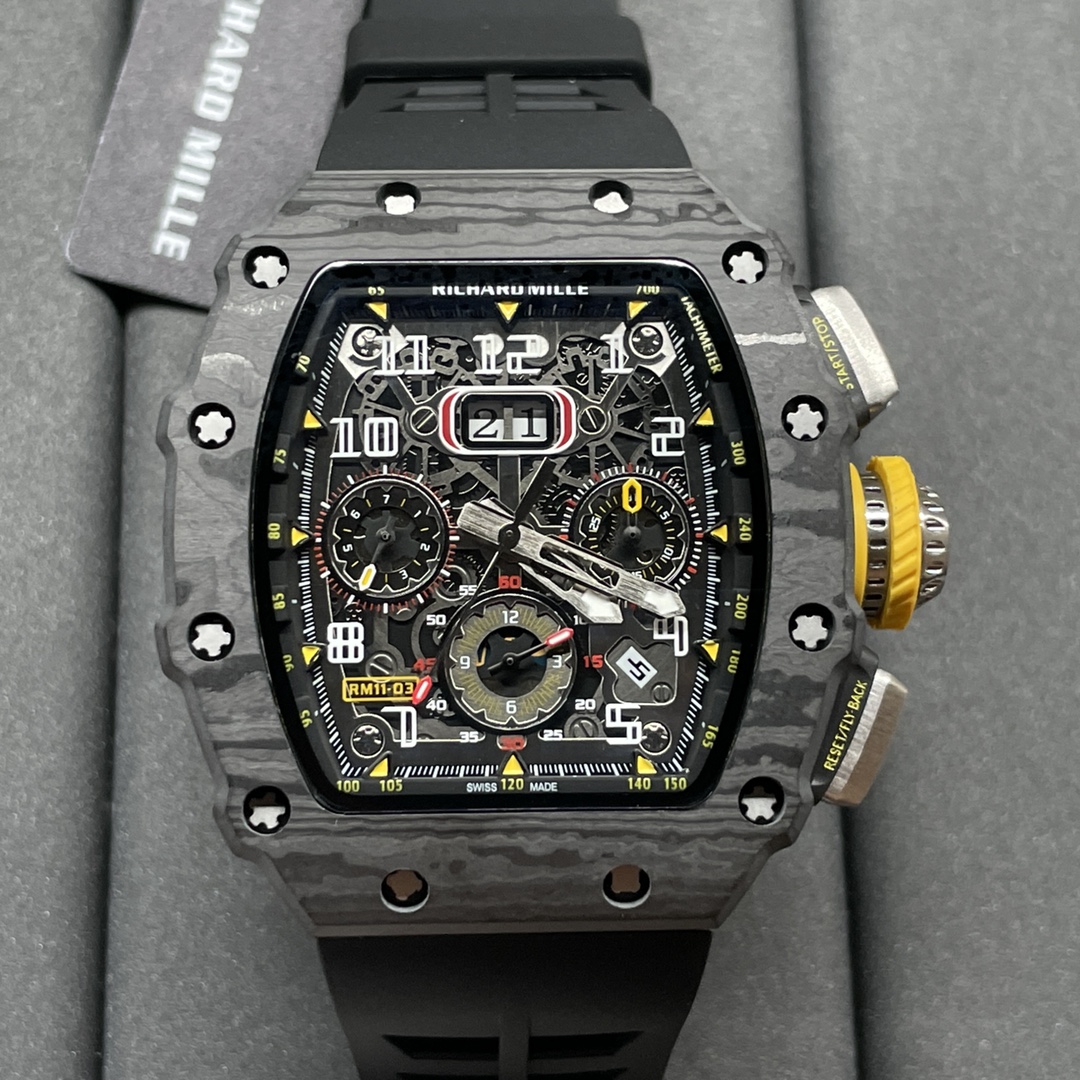 Best Richard Mille RM 11-03 Replica Watch For Men �C Swiss Movement, Skeleton Dial, Carbon Fiber Case - Top club