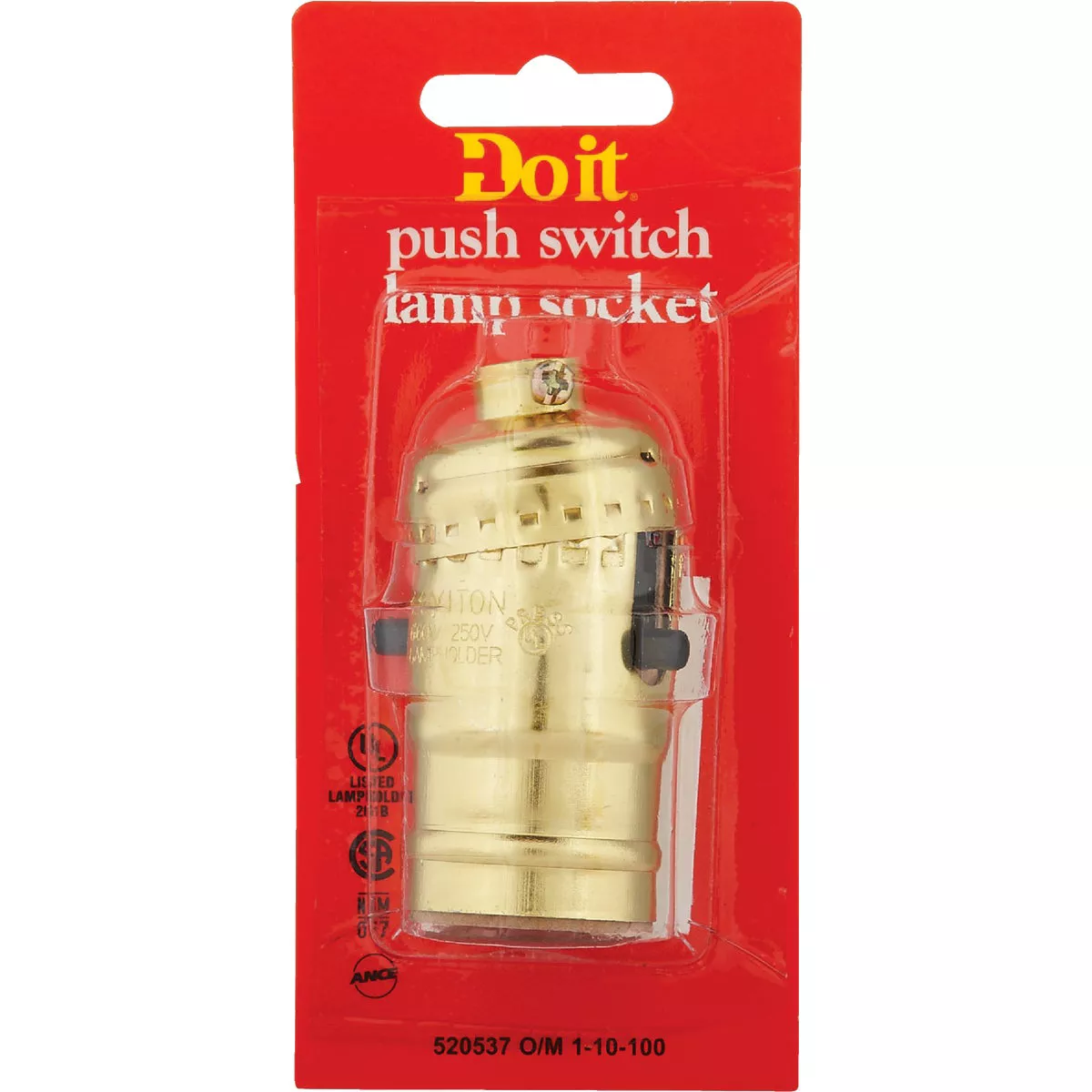 Do it Push-Button Medium Base Brass Lamp Socket