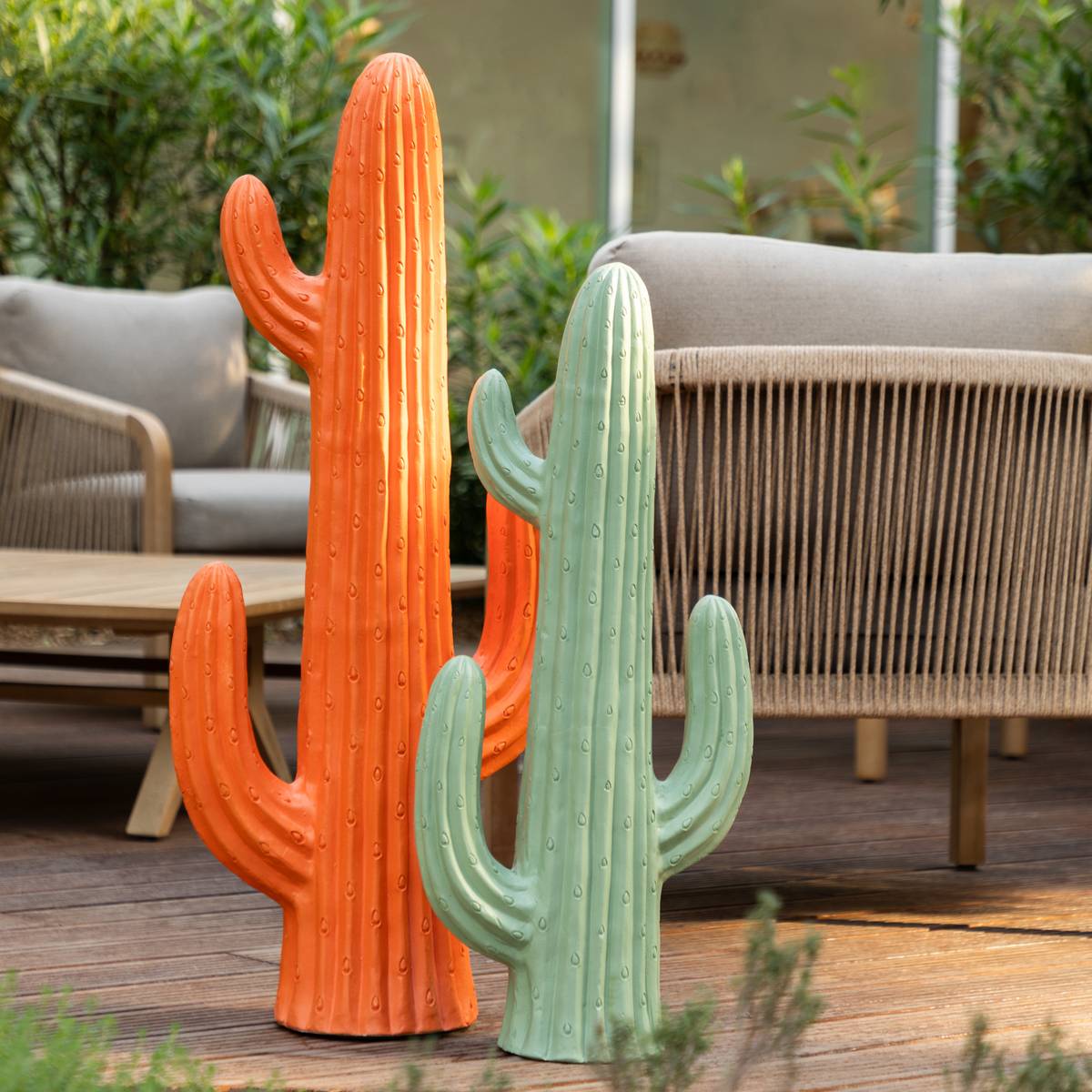 Outdoor cactus decoration "Milo" Celadon Green, H.75 cm