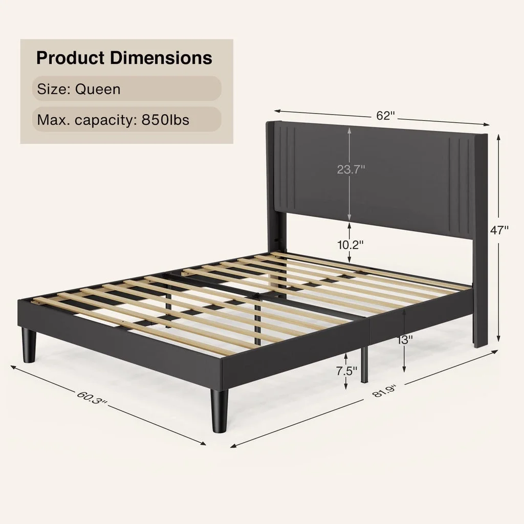 Aiho 4 Pieces Bedroom Furniture Set, Includes Queen Bed Frame, Nightstands Set of 2, Double Wide 6-Drawer Dresser - White - Image 11