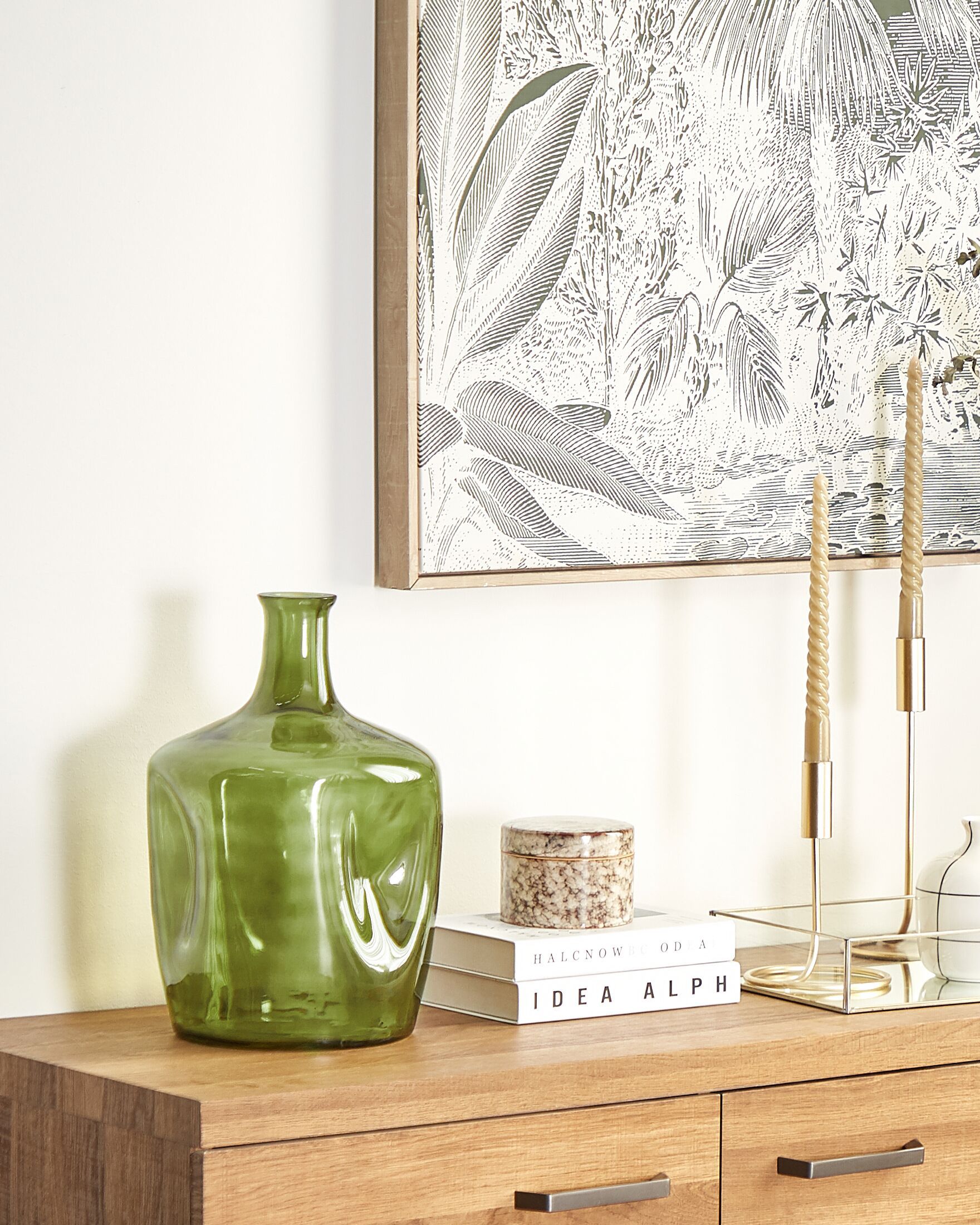 Flower Vase KERALA Glass 35 cm Olive Green