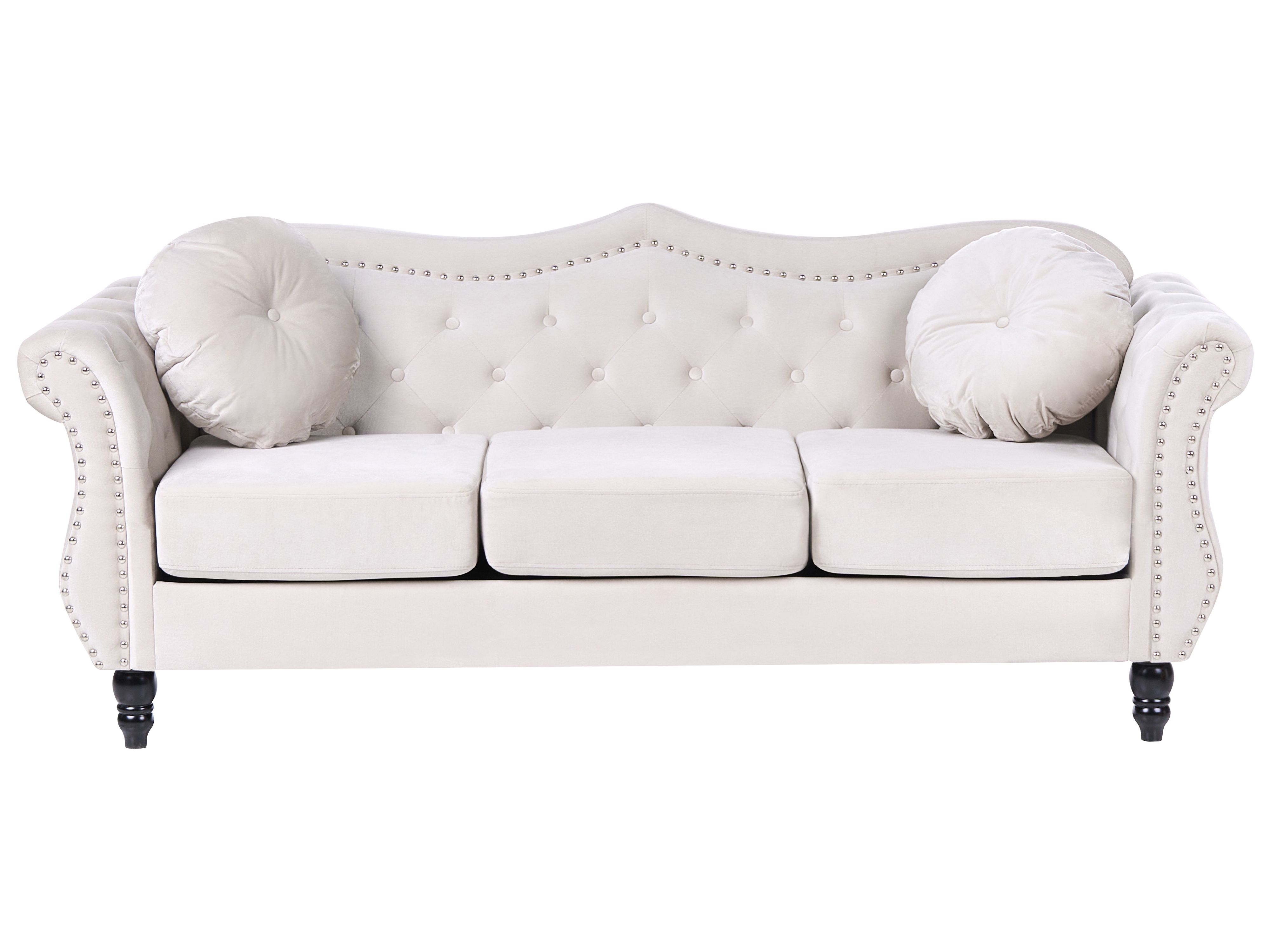 Sofa 3 Seater SKIEN Velvet Light Beige