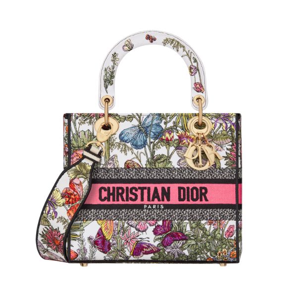 Christian Dior Medium Lady D-Lite Bag White Multicolor For Women M0565OEBJ_M20E – 24 Cm/ 9.5 Inches