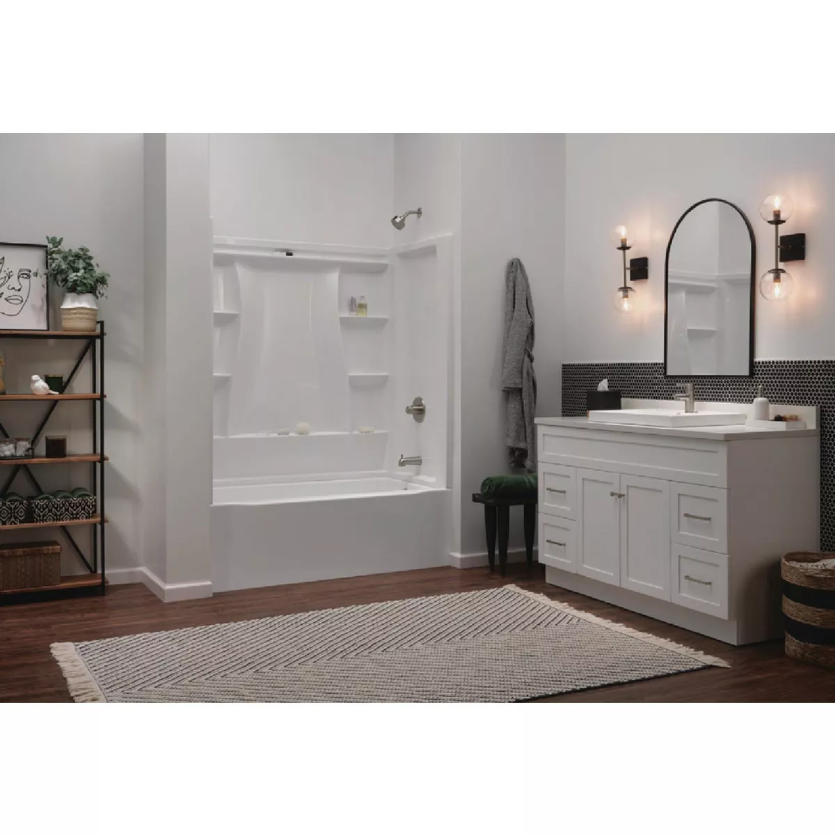Delta Classic 500 60 In. L x 32 In. W Right Drain Rectangular Alcove Bathtub, White