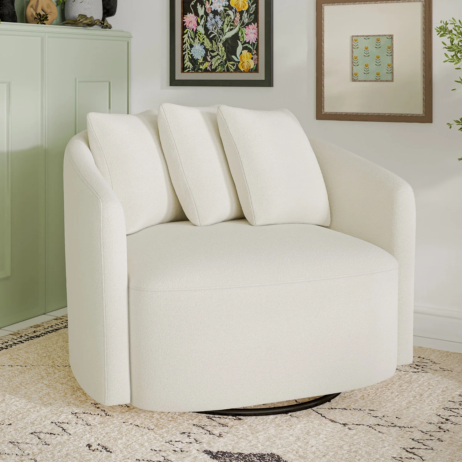Beautiful Drew Accent Chair by Drew Barrymore, Cream Boucle - Image 10