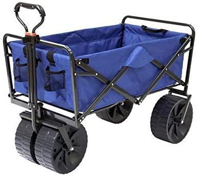 Mac Sports Heavy Duty Collapsible Folding All Terrain Utility Beach Wagon Cart, Blue/Black - Image 2 Mac Sports Heavy Duty Collapsible Folding All Terrain Utility Beach Wagon Cart, Blue/Black - Image 2
