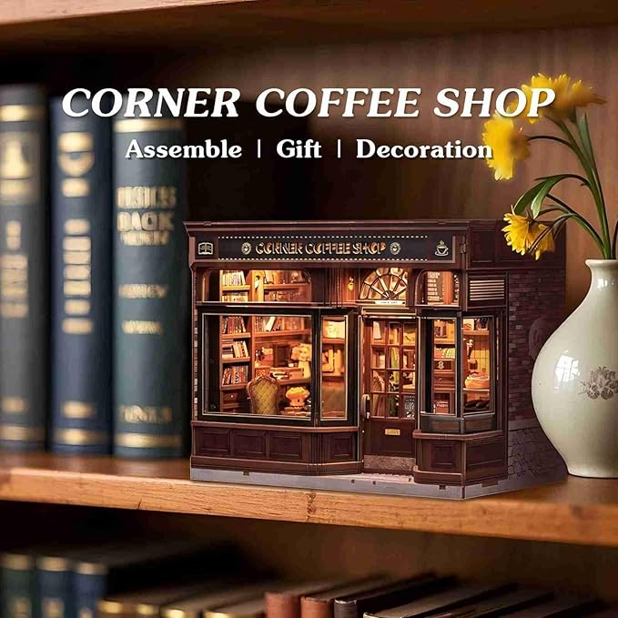 Wooden Puzzles for Adults, 294 Pieces, Tiny House Booknook Craft Bookshelf Decor Mini Scale Model
