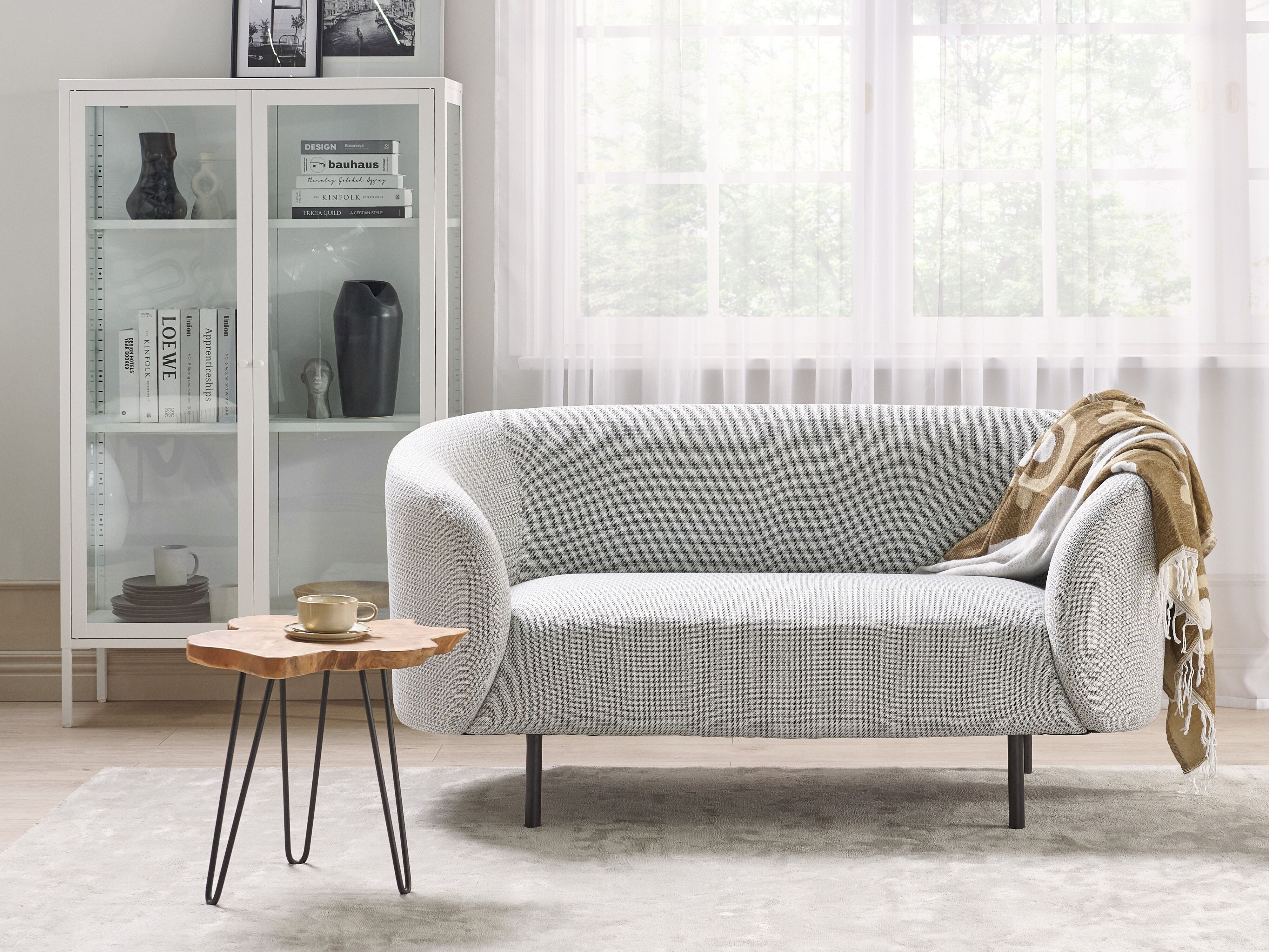 Sofa 2 Seater LOEN Fabric Black/ White