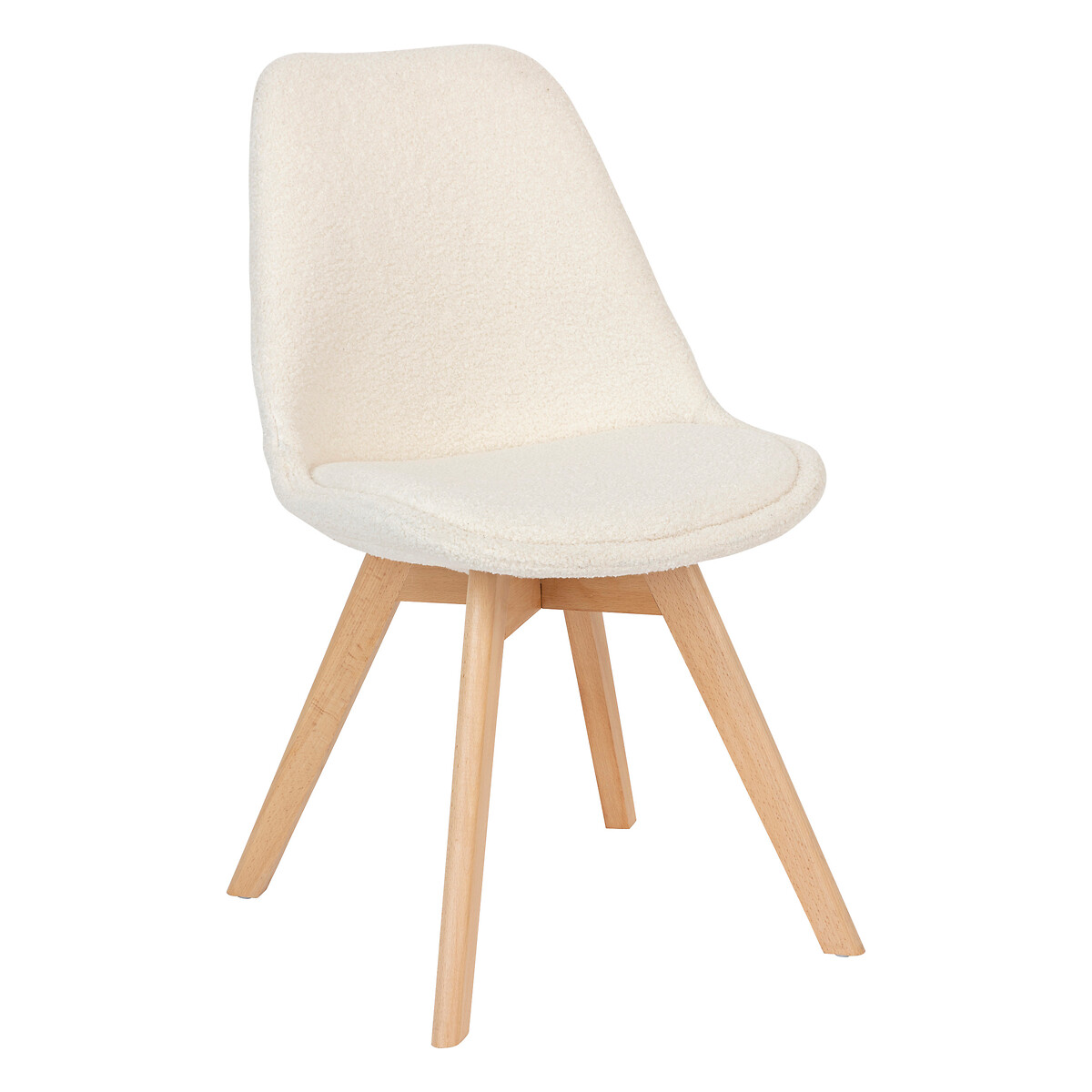 Chair, beech legs "Baya" Bouclette, White