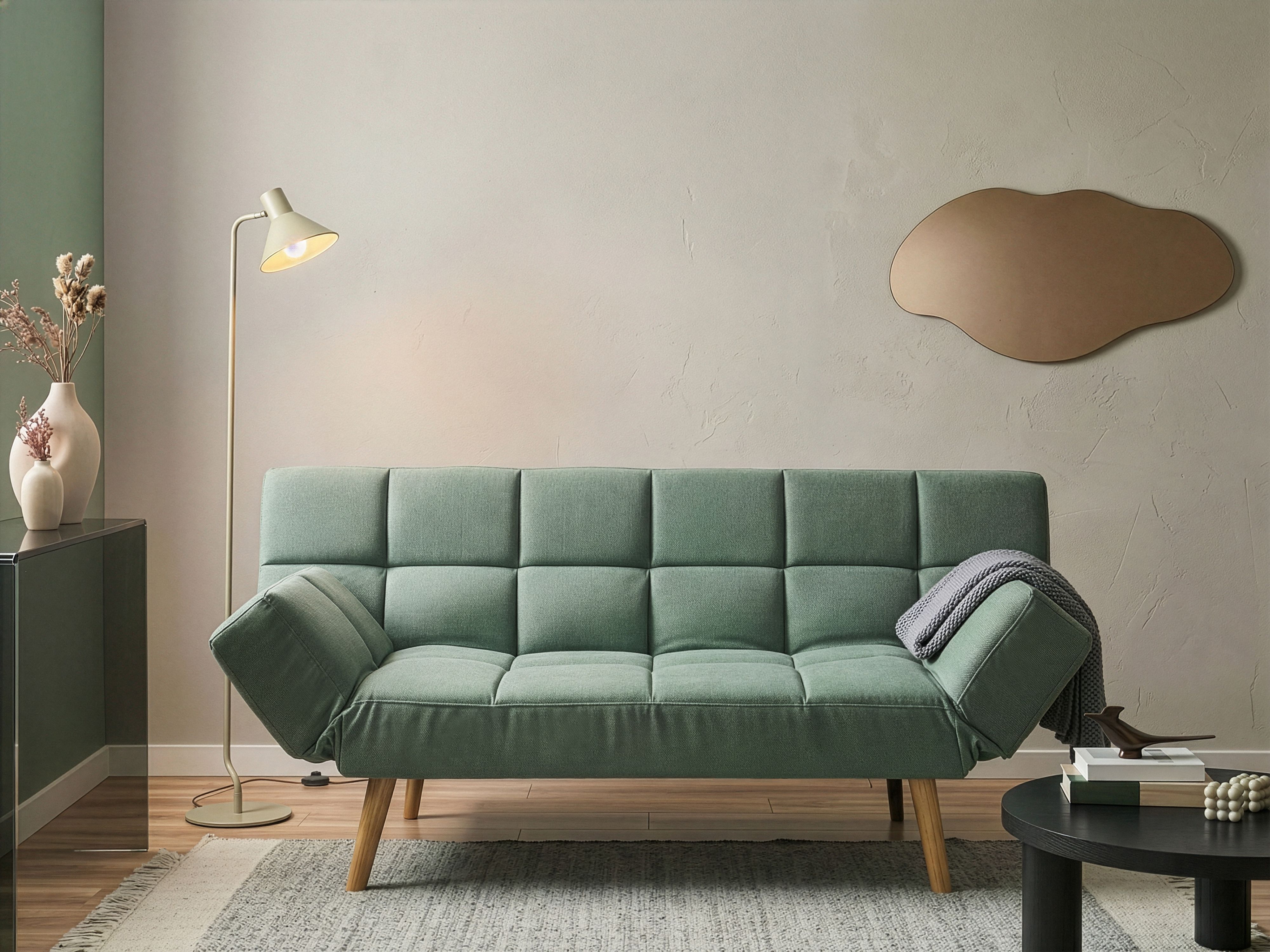 Sofa Bed 2 Seater INGARO Fabric Light Green