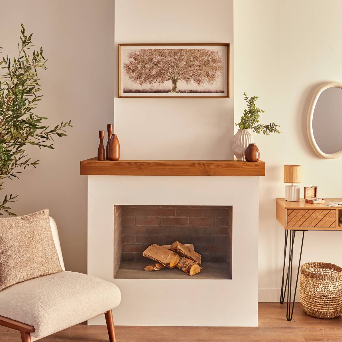 Framed Canvas Print "Eka" Brown, 78x38 cm